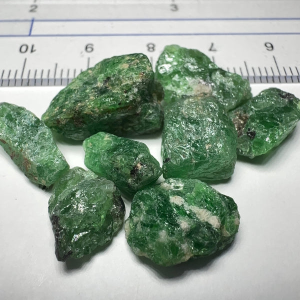 Tsavorite Garnet Lot, 48.73ct, Tanzania. Untreated Unheated. 3.05ct- 12.67ct. Good as specimens to add to a collection