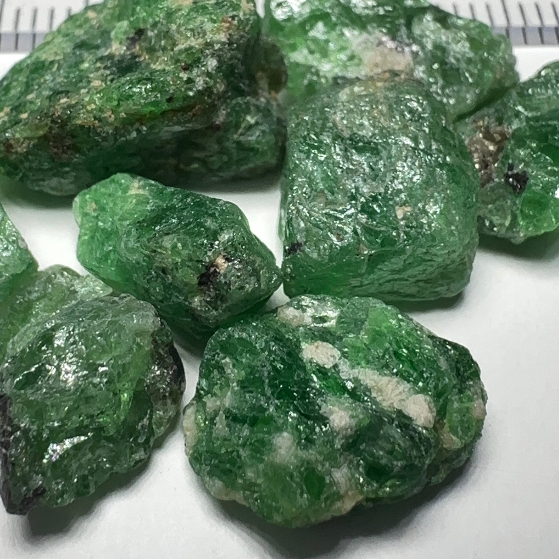 Tsavorite Garnet Lot, 48.73ct, Tanzania. Untreated Unheated. 3.05ct- 12.67ct. Good as specimens to add to a collection