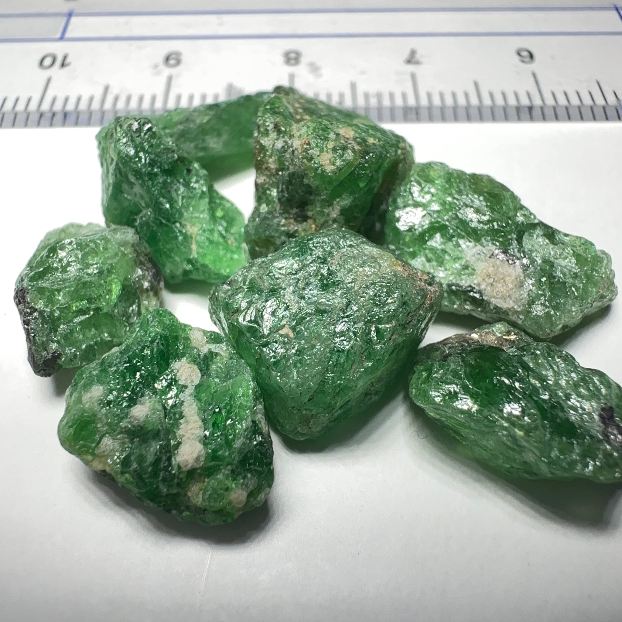 Tsavorite Garnet Lot, 48.73ct, Tanzania. Untreated Unheated. 3.05ct- 12.67ct. Good as specimens to add to a collection