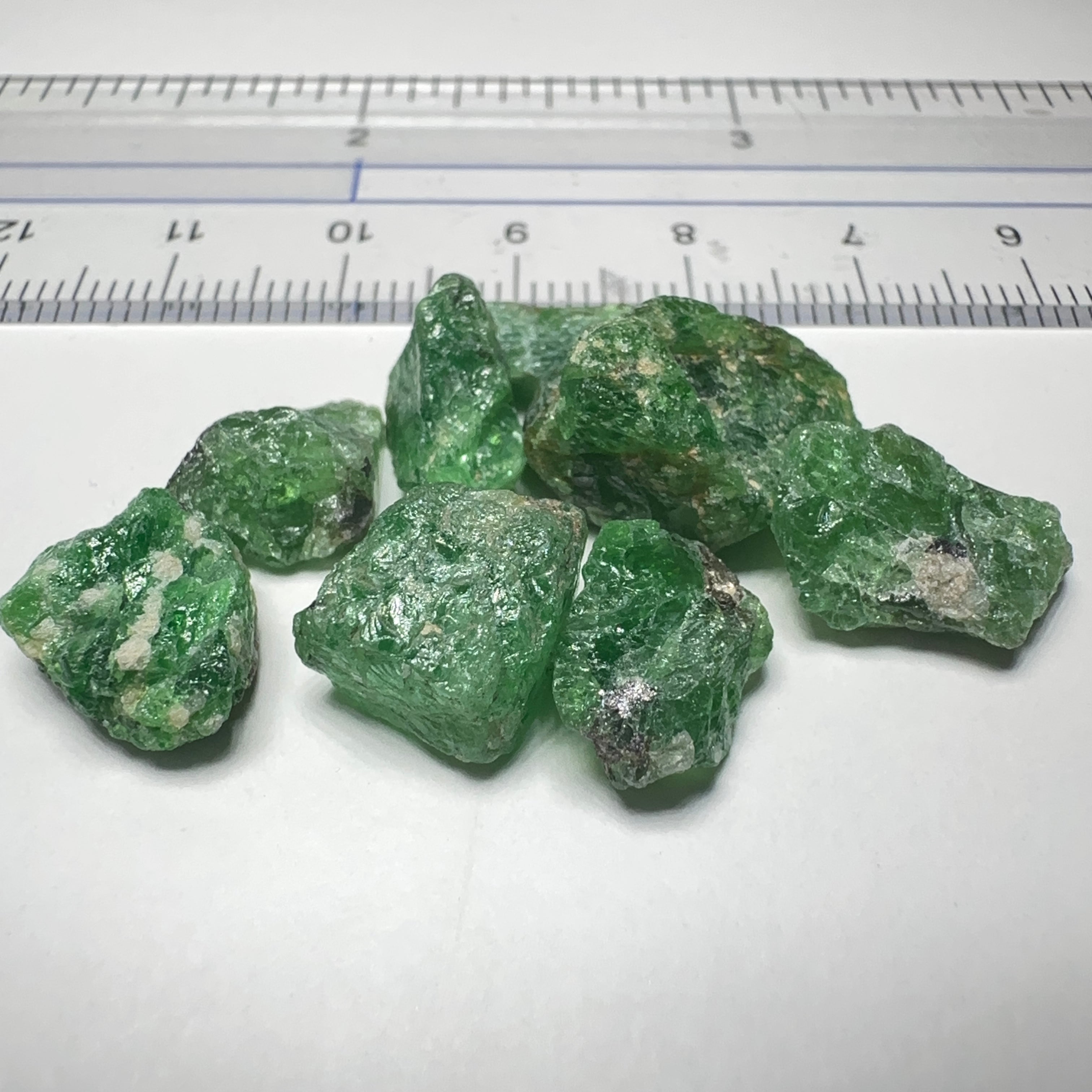 48.73ct Tsavorite Garnet Lot, Tanzania. Untreated Unheated. 3.05ct- 12.67ct. Good as specimens to add to a collection
