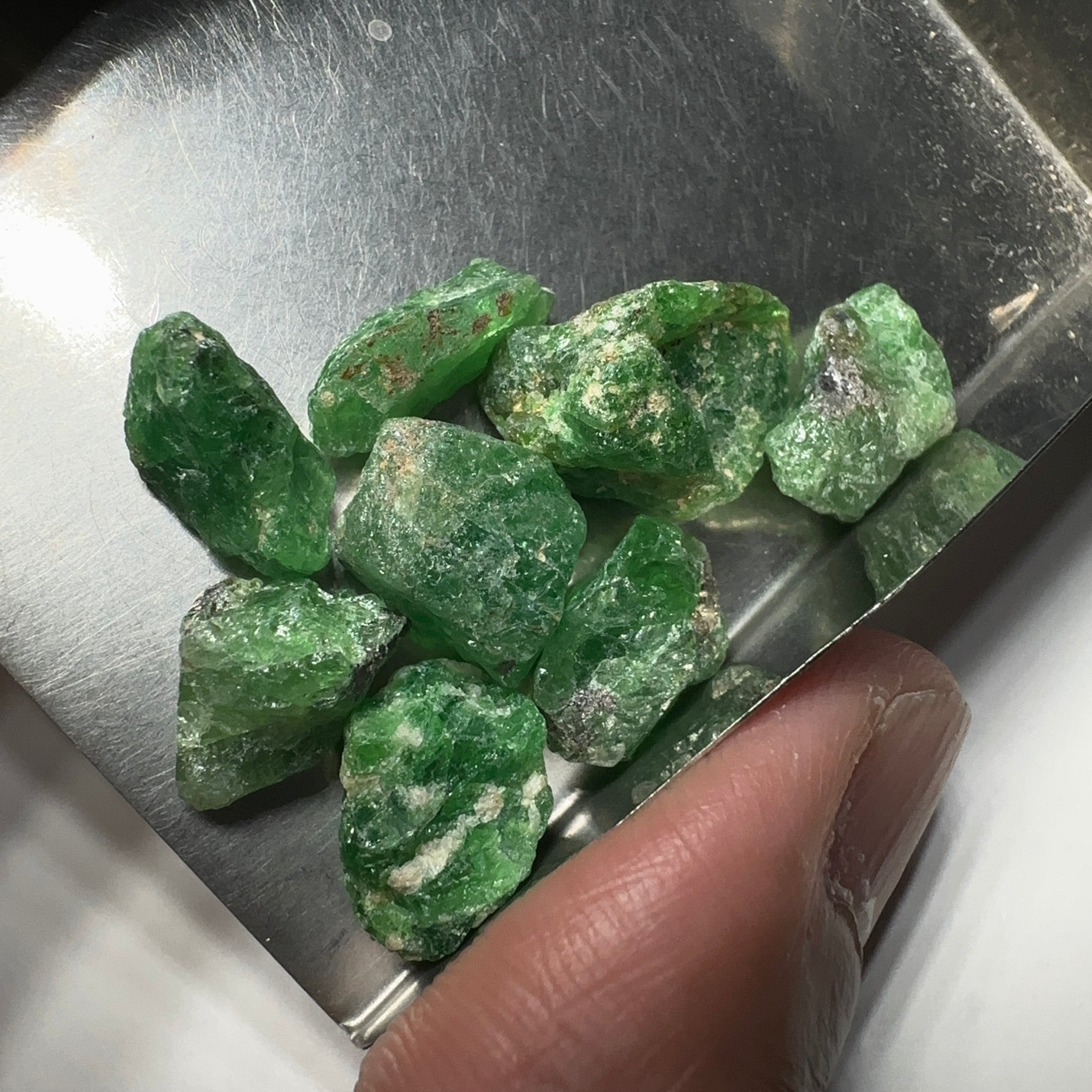 Tsavorite Garnet Lot, 48.73ct, Tanzania. Untreated Unheated. 3.05ct- 12.67ct. Good as specimens to add to a collection