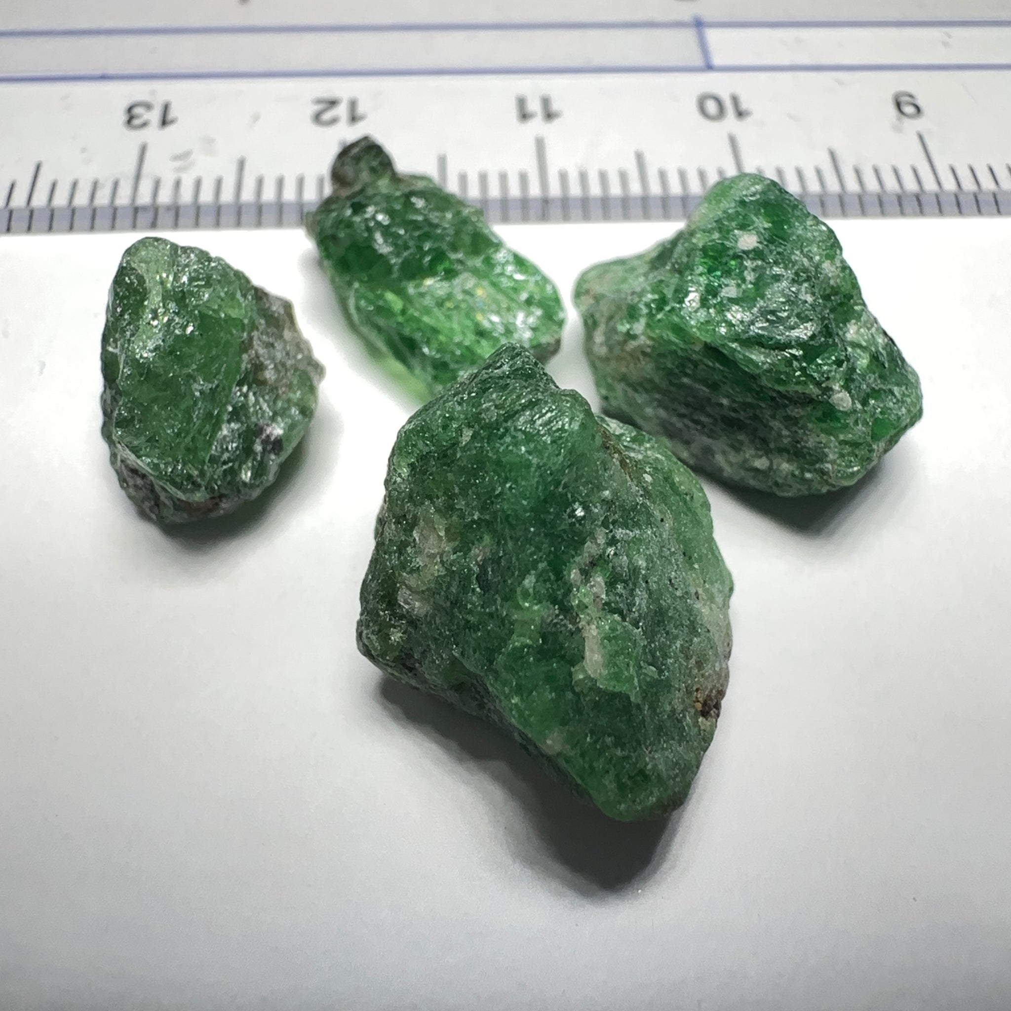 Tsavorite Garnet Lot, 37.03ct, Tanzania. Untreated Unheated. 4.82ct- 13.83ct. Good as specimens to add to a collection