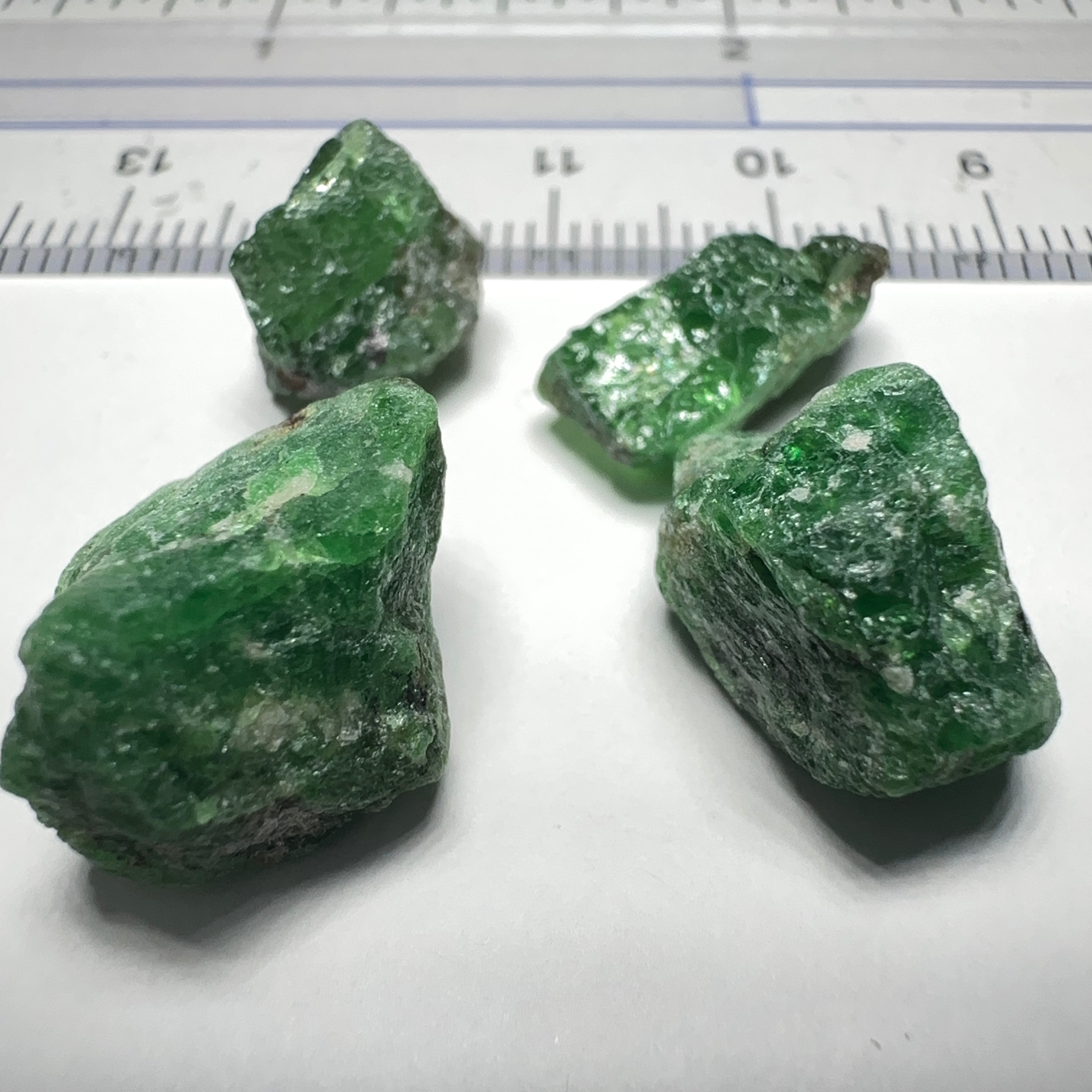 37.03ct Tsavorite Garnet Lot, Tanzania. Untreated Unheated. 4.82ct- 13.83ct. Good as specimens to add to a collection