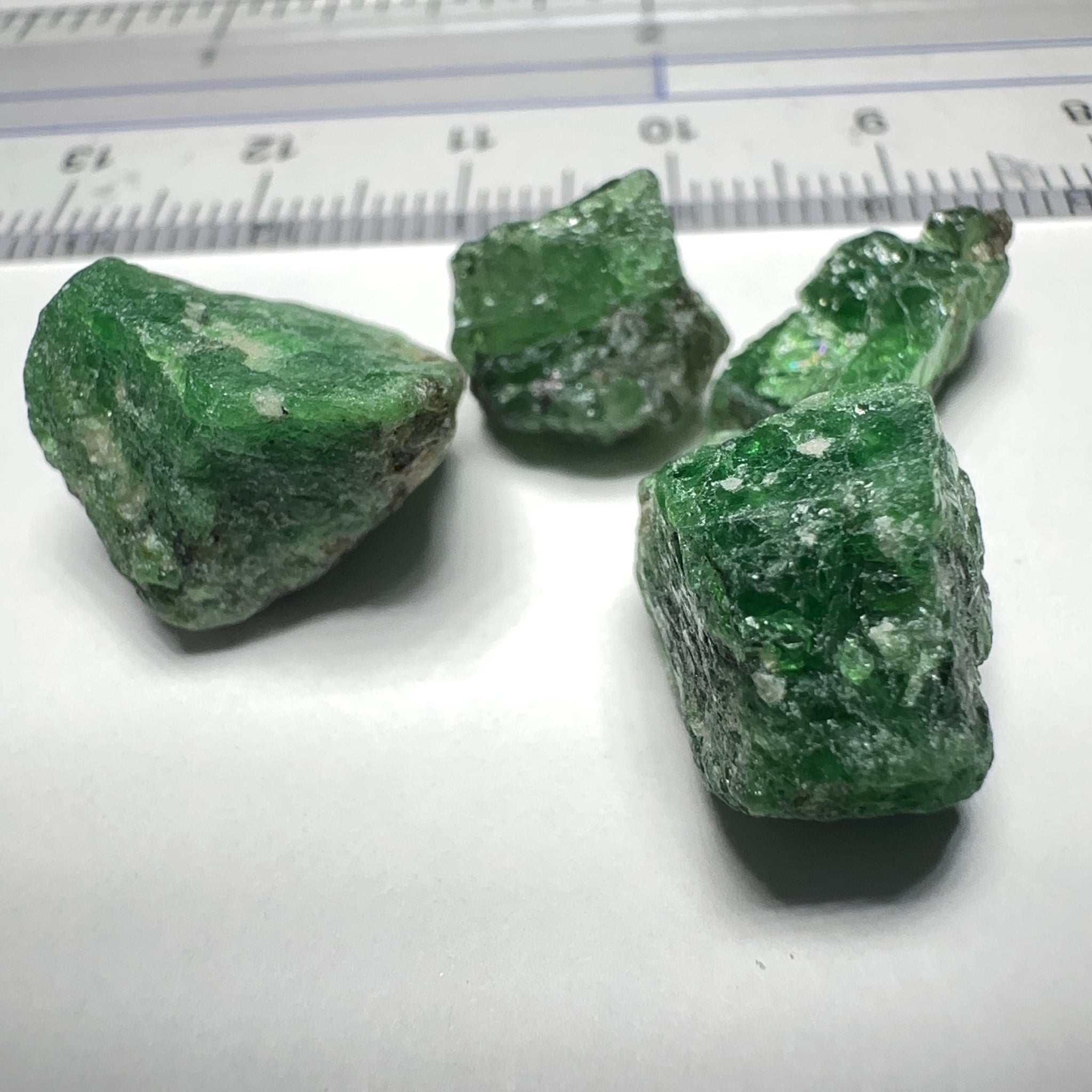 Tsavorite Garnet Lot, 37.03ct, Tanzania. Untreated Unheated. 4.82ct- 13.83ct. Good as specimens to add to a collection