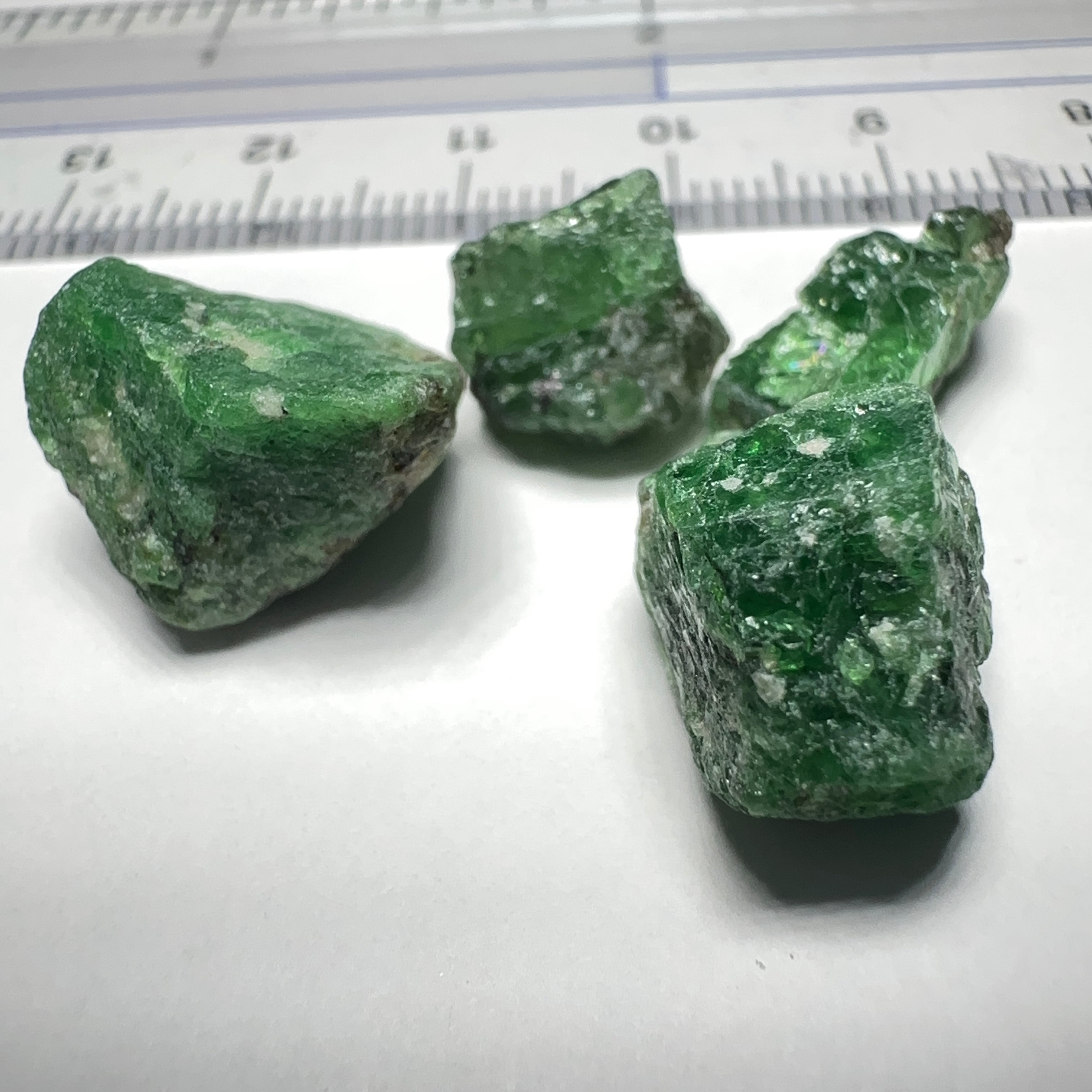 37.03ct Tsavorite Garnet Lot, Tanzania. Untreated Unheated. 4.82ct- 13.83ct. Good as specimens to add to a collection