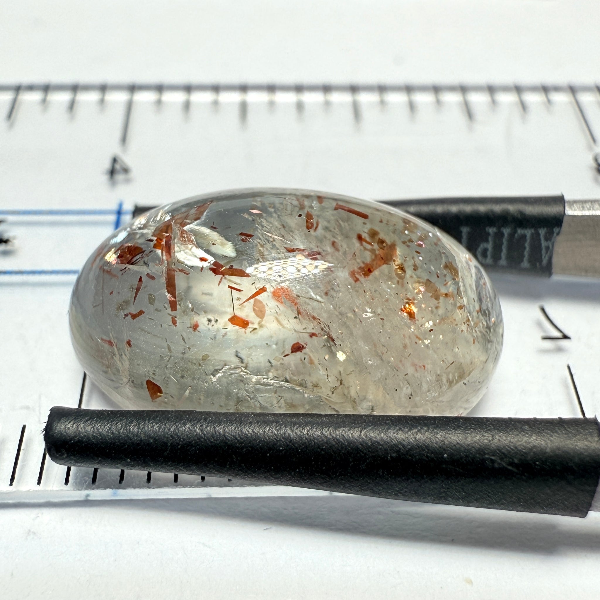 Confetti Sunstone Cabochon, 9.80ct, Tanzania, Untreated Unheated, flat backed