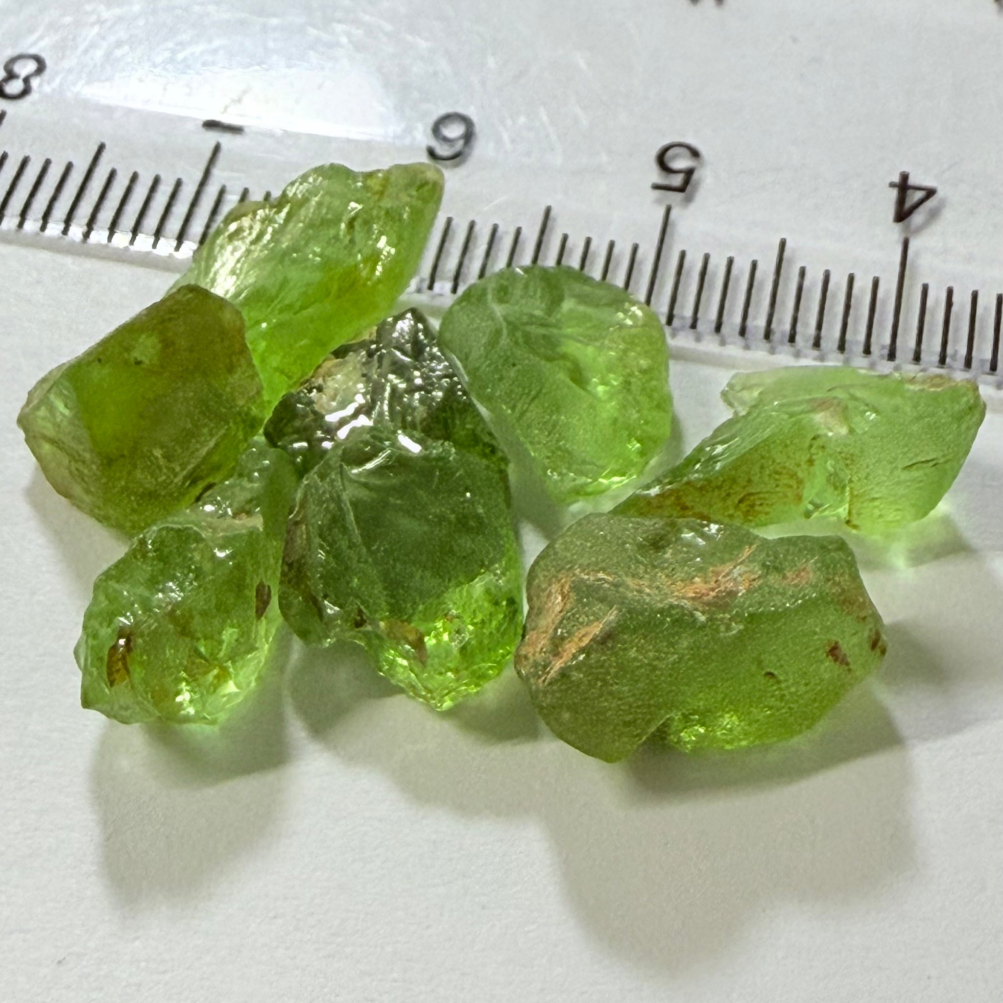 GoGo Peridot Lot, 29.31ct, Mined by the Wa GoGo tribe in Tanzania, Untreated Unheated, Bright Apple Green, 2.92ct-5.49ct, 8pcs, VS-VVS-IF