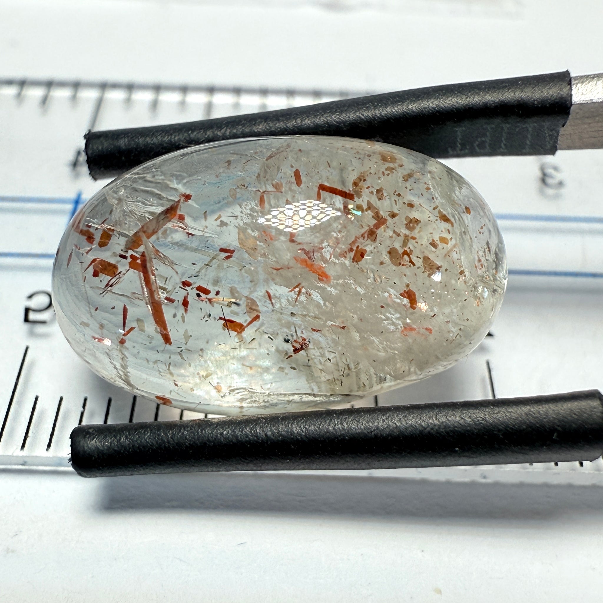 Confetti Sunstone Cabochon, 9.80ct, Tanzania, Untreated Unheated, flat backed