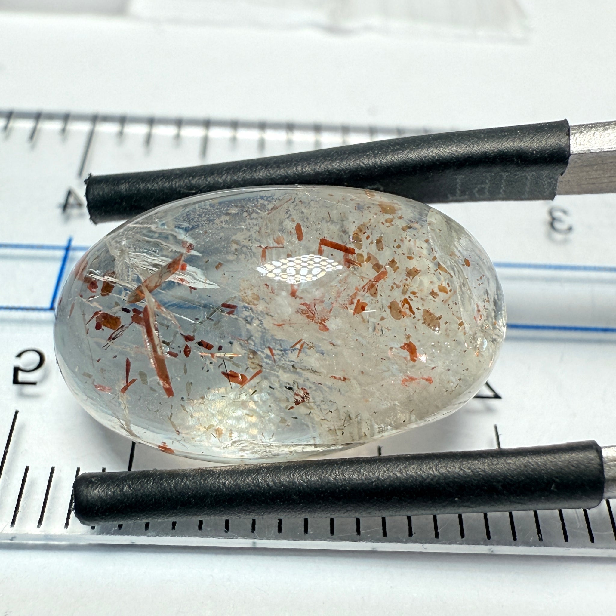Confetti Sunstone Cabochon, 9.80ct, Tanzania, Untreated Unheated, flat backed