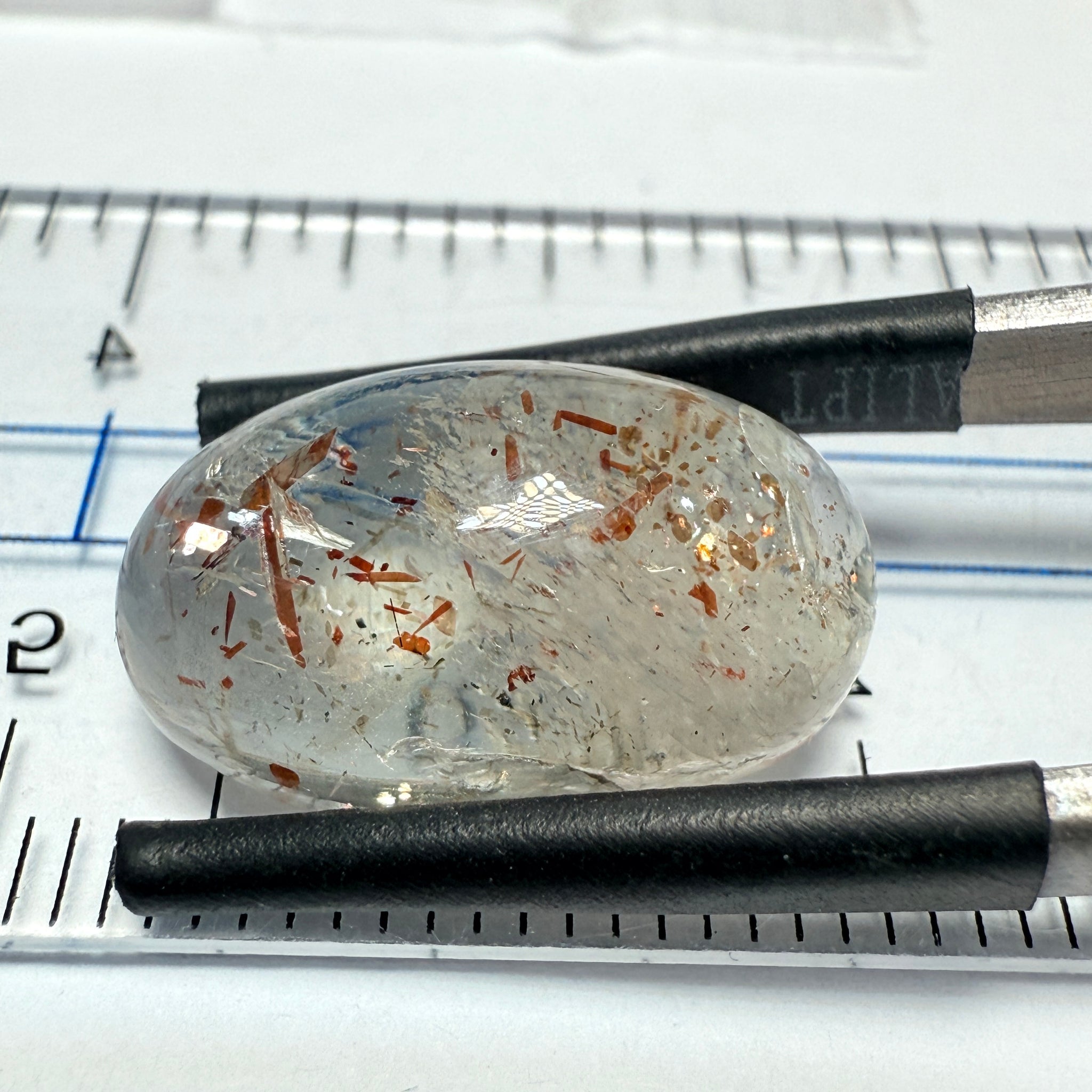 Confetti Sunstone Cabochon, 9.80ct, Tanzania, Untreated Unheated, flat backed