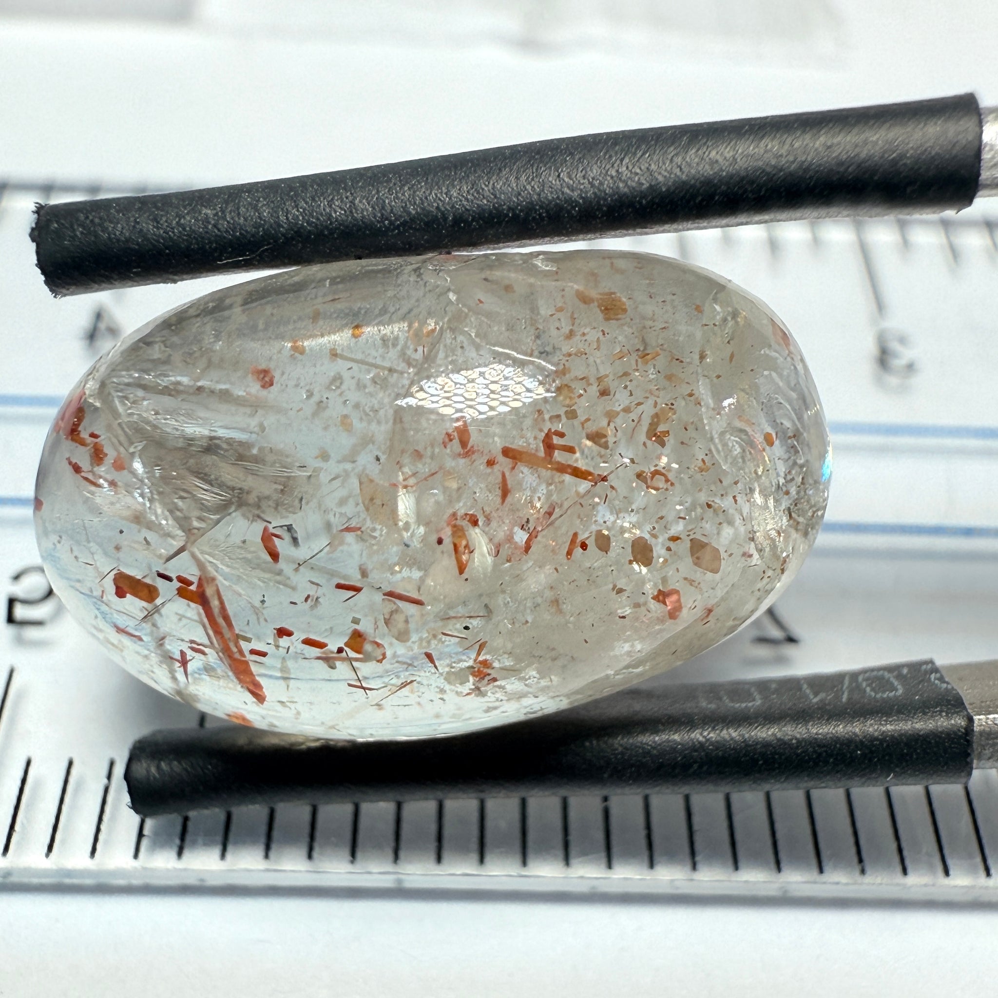 Confetti Sunstone Cabochon, 9.80ct, Tanzania, Untreated Unheated, flat backed