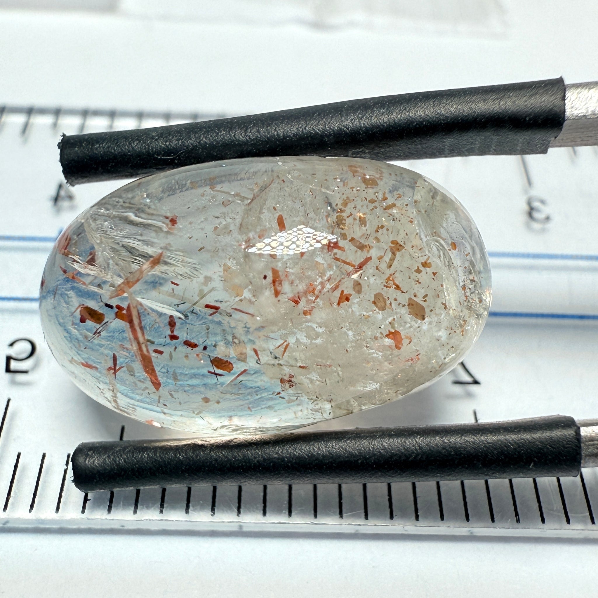 Confetti Sunstone Cabochon, 9.80ct, Tanzania, Untreated Unheated, flat backed