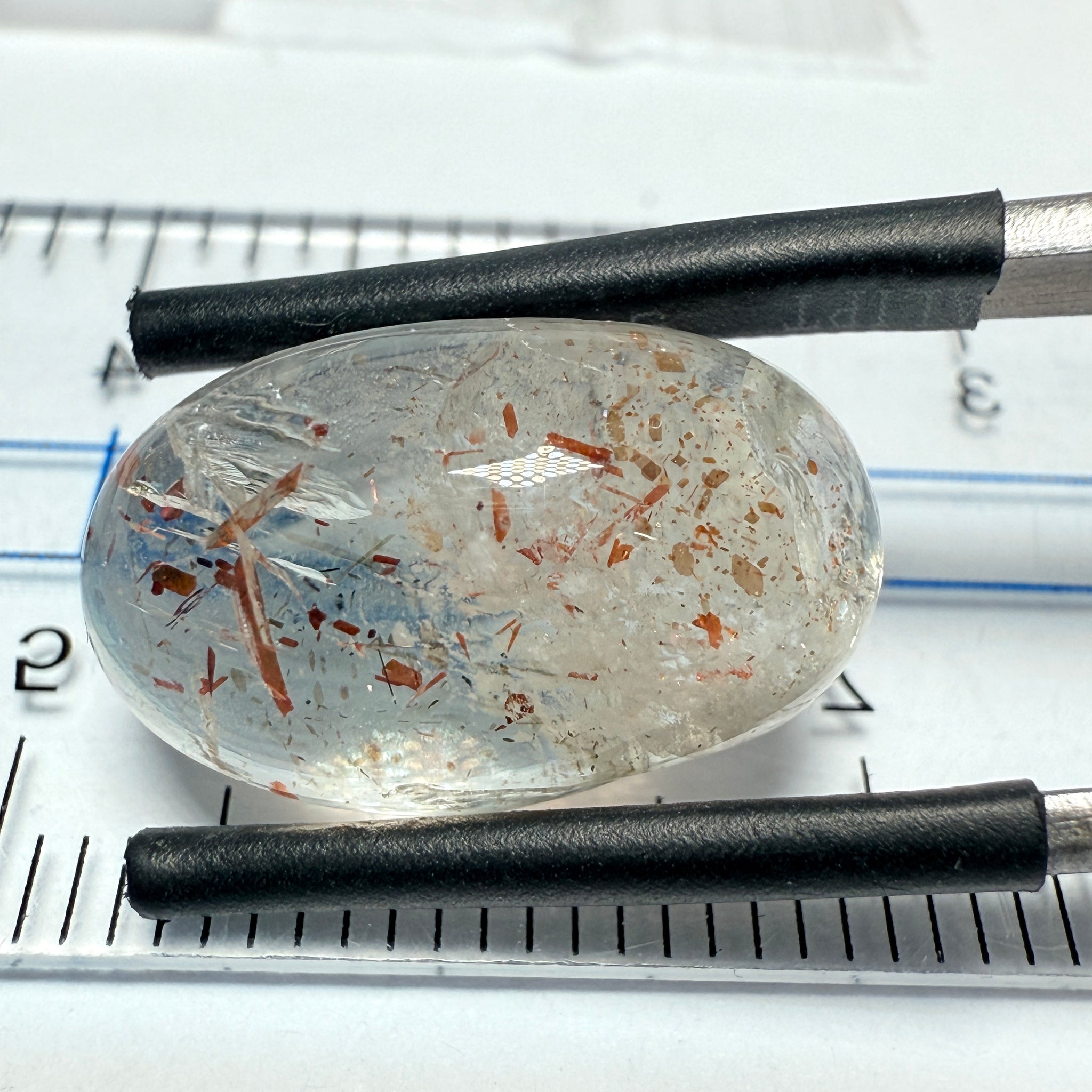 Confetti Sunstone Cabochon, 9.80ct, Tanzania, Untreated Unheated, flat backed
