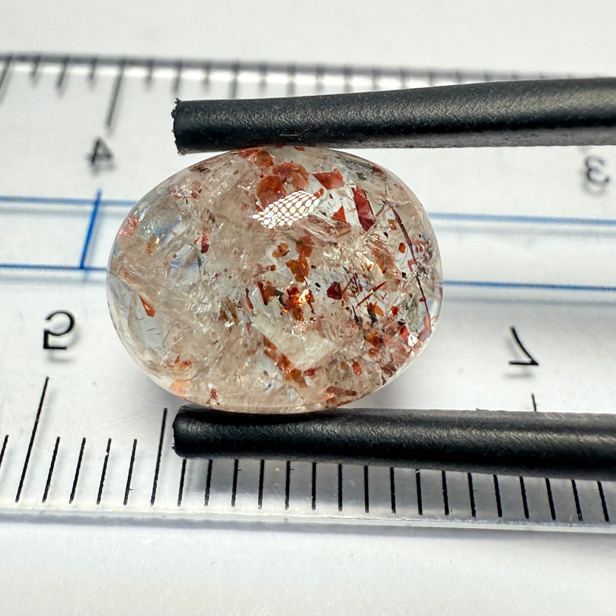 Confetti Sunstone Cabochon, 4.68ct, Tanzania, Untreated Unheated, flat backed
