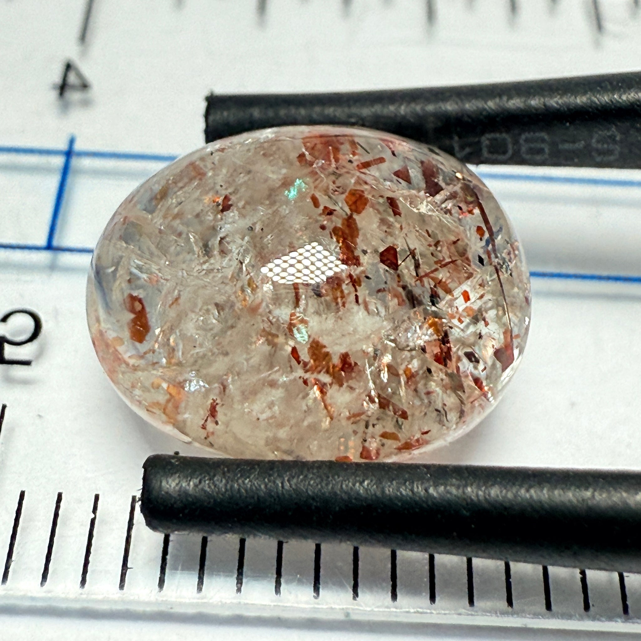 Confetti Sunstone Cabochon, 4.68ct, Tanzania, Untreated Unheated, flat backed