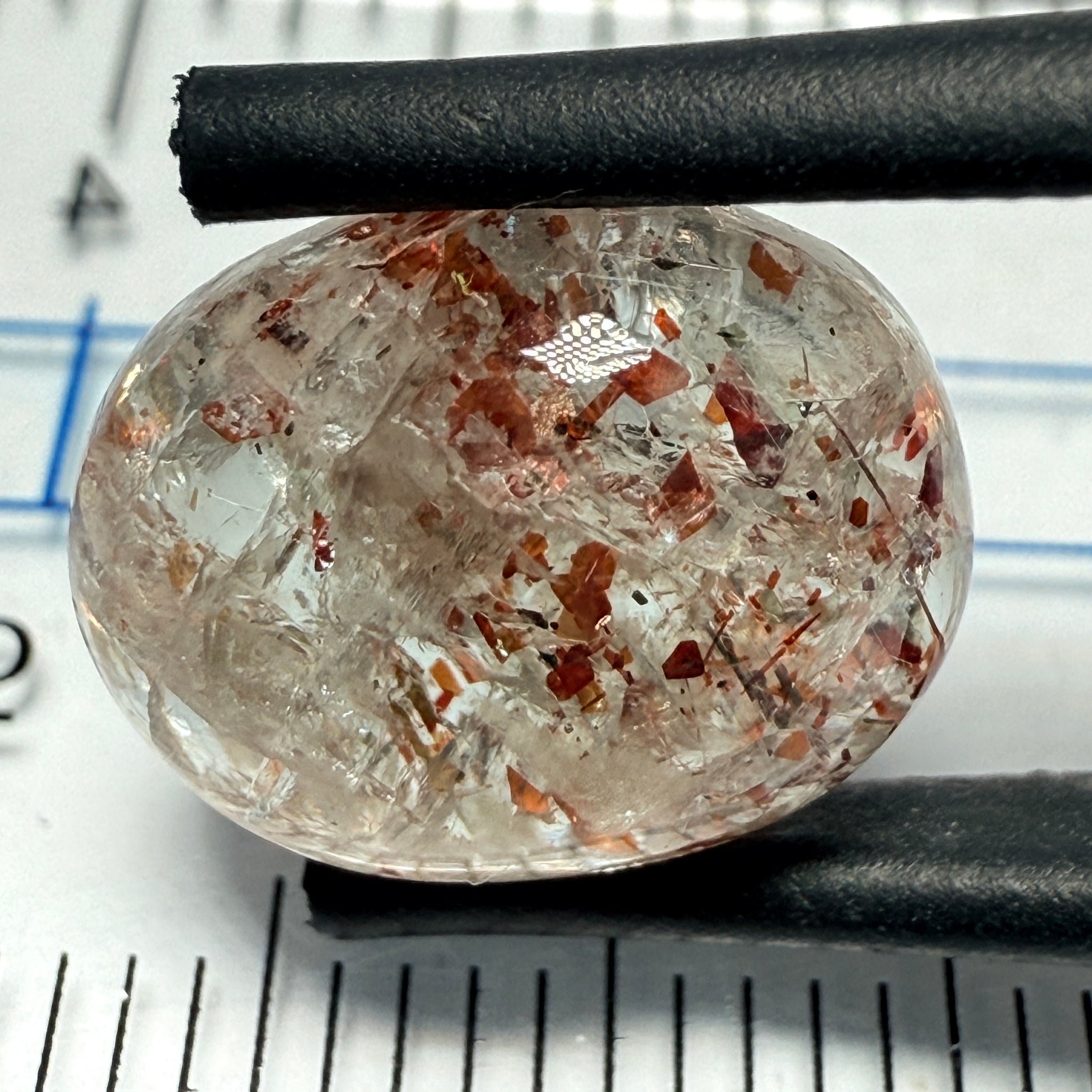 Confetti Sunstone Cabochon, 4.68ct, Tanzania, Untreated Unheated, flat backed