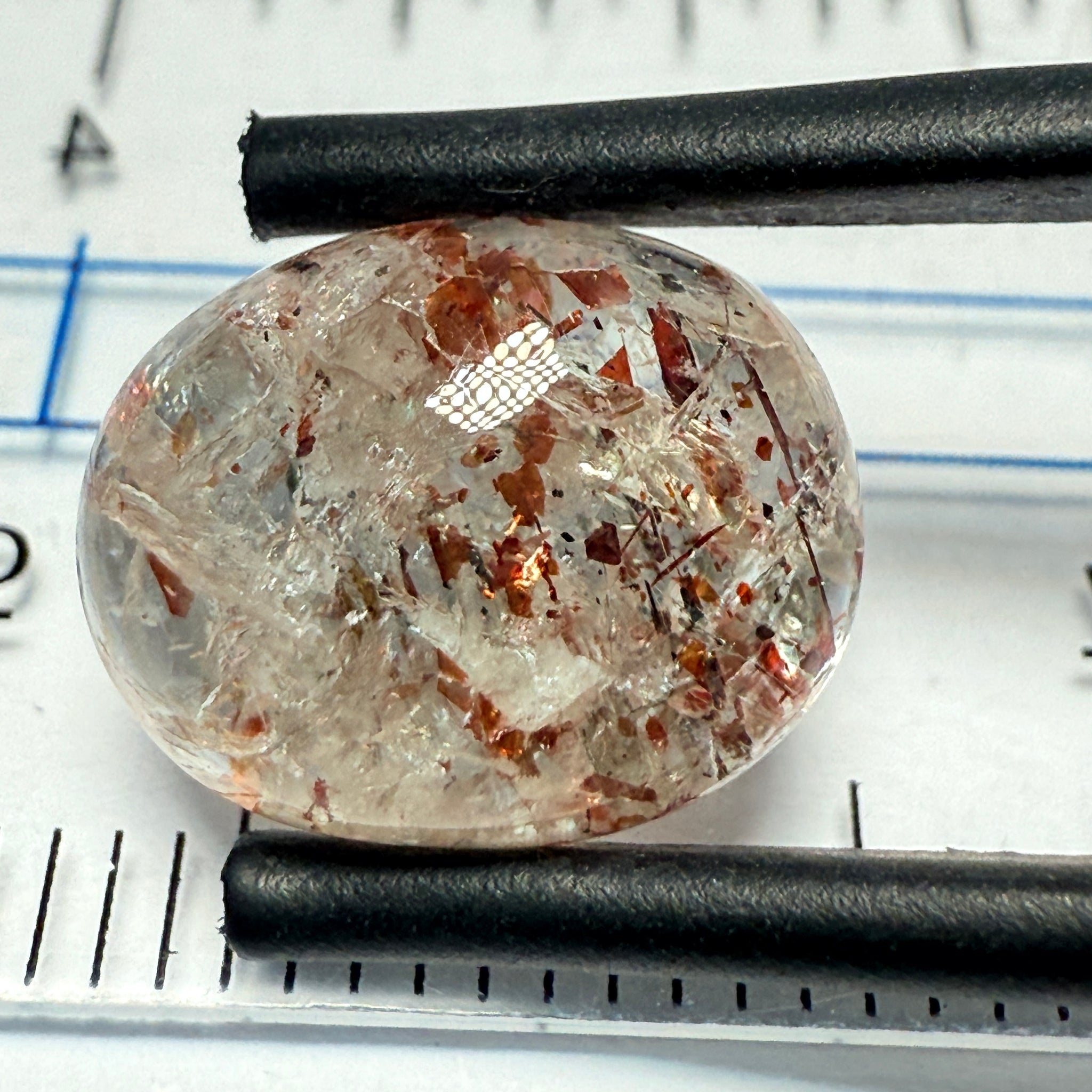 Confetti Sunstone Cabochon, 4.68ct, Tanzania, Untreated Unheated, flat backed