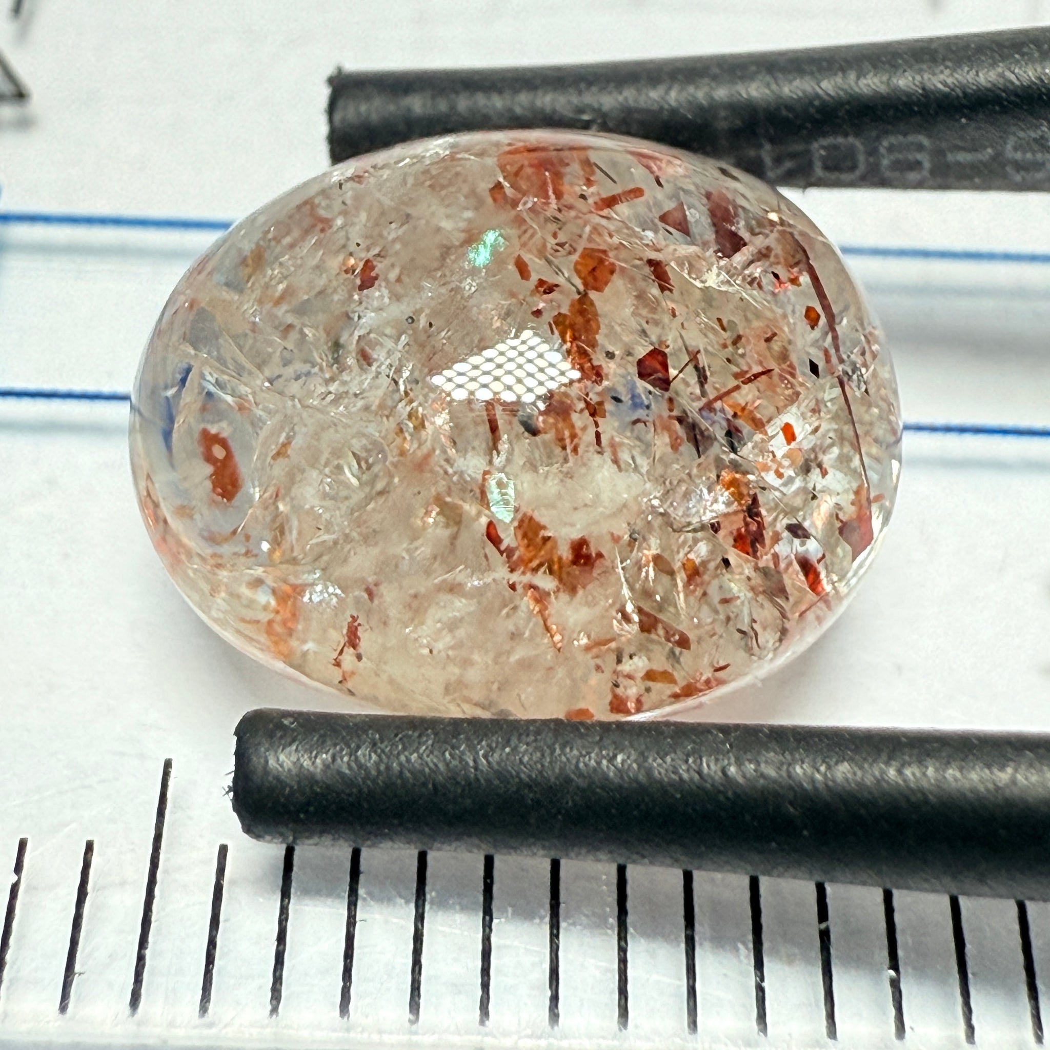 Confetti Sunstone Cabochon, 4.68ct, Tanzania, Untreated Unheated, flat backed