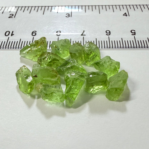 GoGo Peridot Lot, 33.37ct, Mined by the Wa GoGo tribe in Tanzania, Untreated Unheated, Bright Apple Green, 2.17ct-3.02ct, 13pcs, vvs-if