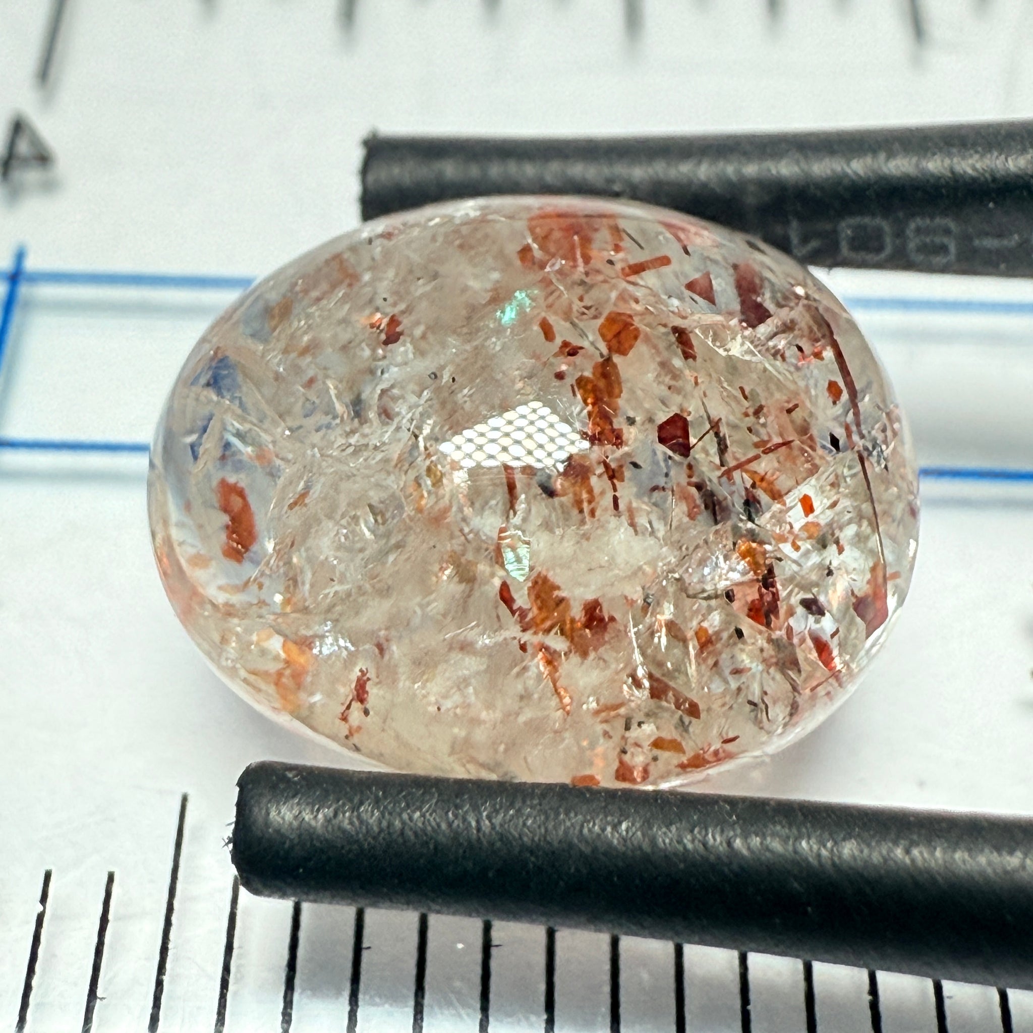 Confetti Sunstone Cabochon, 4.68ct, Tanzania, Untreated Unheated, flat backed