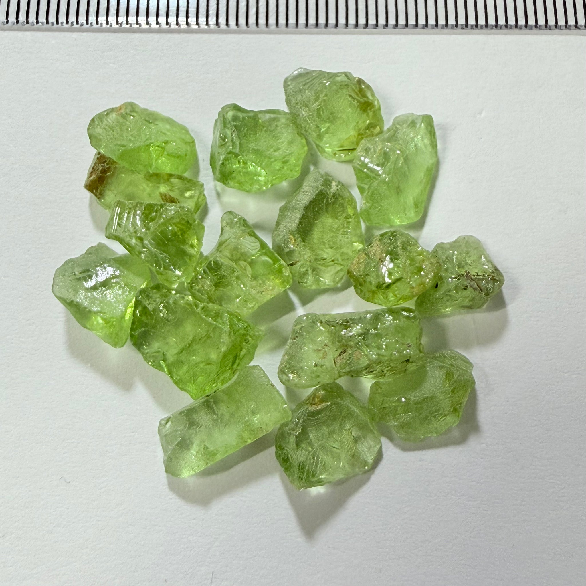 GoGo Peridot Lot, 37.29ct, Mined by the Wa GoGo tribe in Tanzania, Untreated Unheated, Bright Apple Green, FLAT SHAPES - too flat to facet according to me but you can try, or use them in jewellery as is