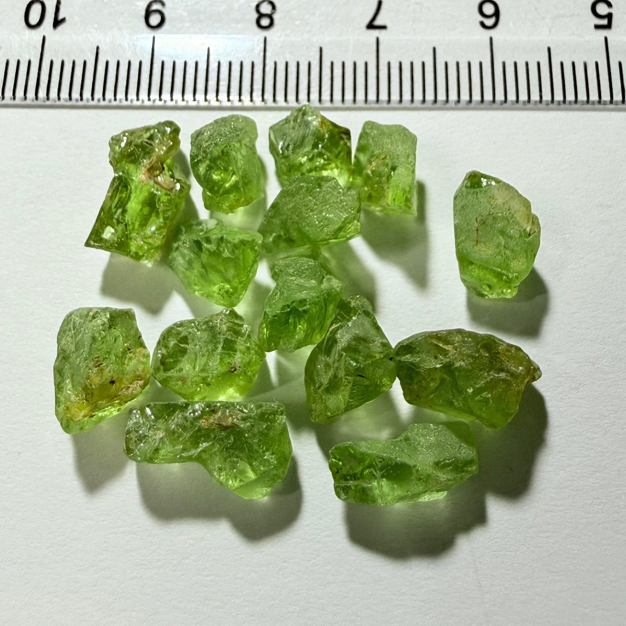 GoGo Peridot Lot, 37.06ct, Mined by the Wa GoGo tribe in Tanzania, Untreated Unheated, Bright Apple Green, 2.06ct-3.06ct, 14pcs, vs-si