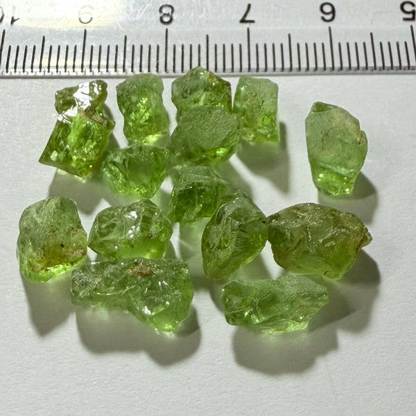 GoGo Peridot Lot, 37.06ct, Mined by the Wa GoGo tribe in Tanzania, Untreated Unheated, Bright Apple Green, 2.06ct-3.06ct, 14pcs, vs-si
