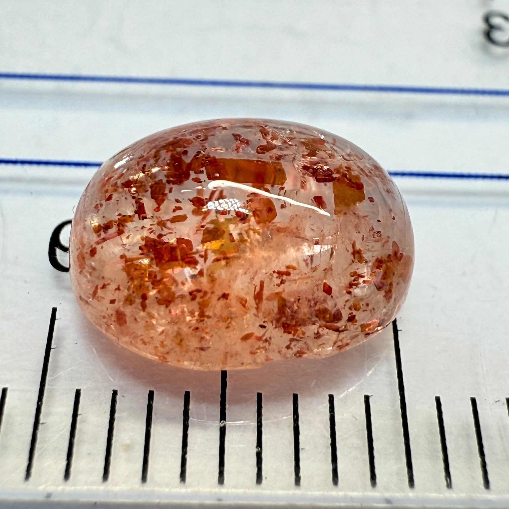 Confetti Sunstone Cabochon, 2.99ct, Tanzania, Untreated Unheated, flat backed
