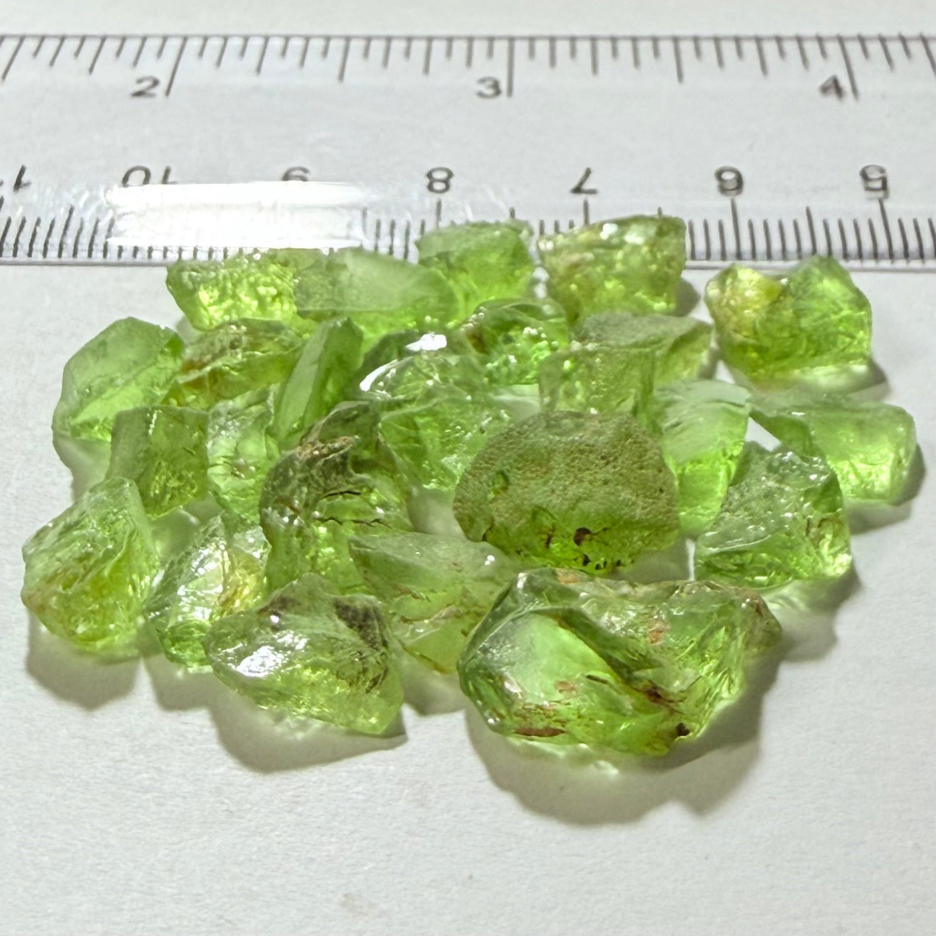 GoGo Peridot Lot, 67.14ct, Mined by the Wa GoGo tribe in Tanzania, Untreated Unheated, Bright Apple Green, FLAT SHAPES - too flat to facet according to me but you can try, or use them in jewellery as is