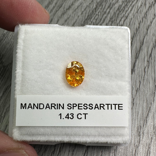 1.43ct Mandarin Spessartite Garnet, Inclusions on table, Tanzania, Untreated Unheated