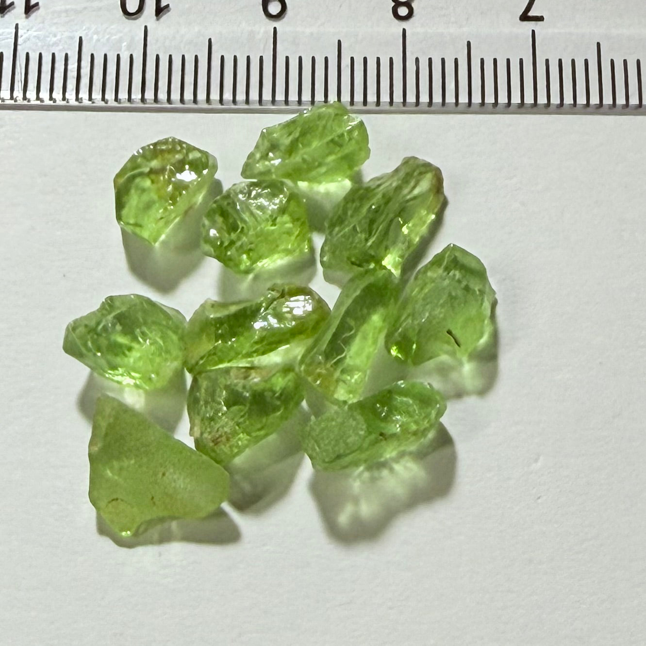 GoGo Peridot Lot, 25.00ct, Mined by the Wa GoGo tribe in Tanzania, Untreated Unheated, Bright Apple Green, 2.09ct-2.70ct, 11pcs, vvs-if