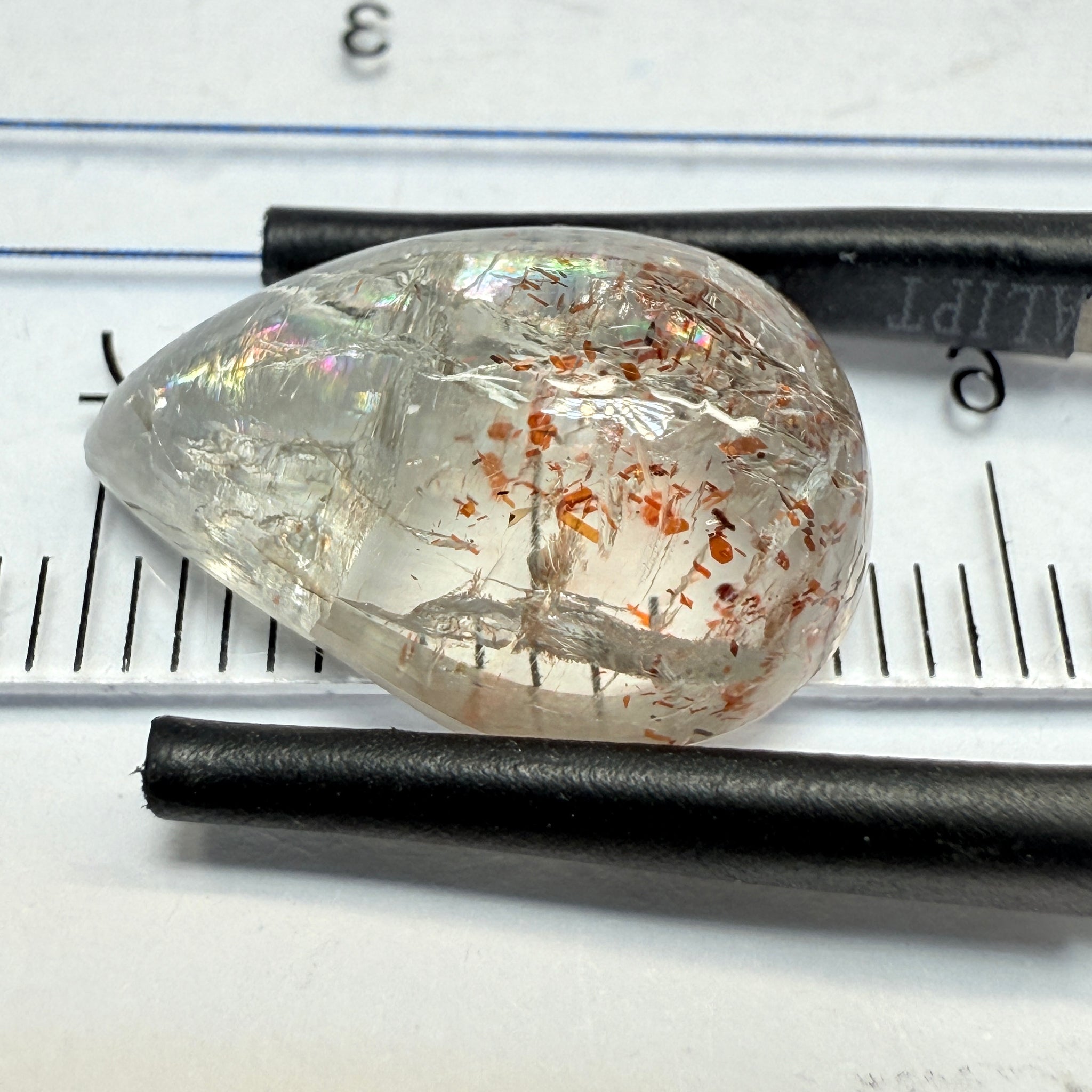 Confetti Sunstone Cabochon, 9.12ct, Tanzania, Untreated Unheated, flat backed