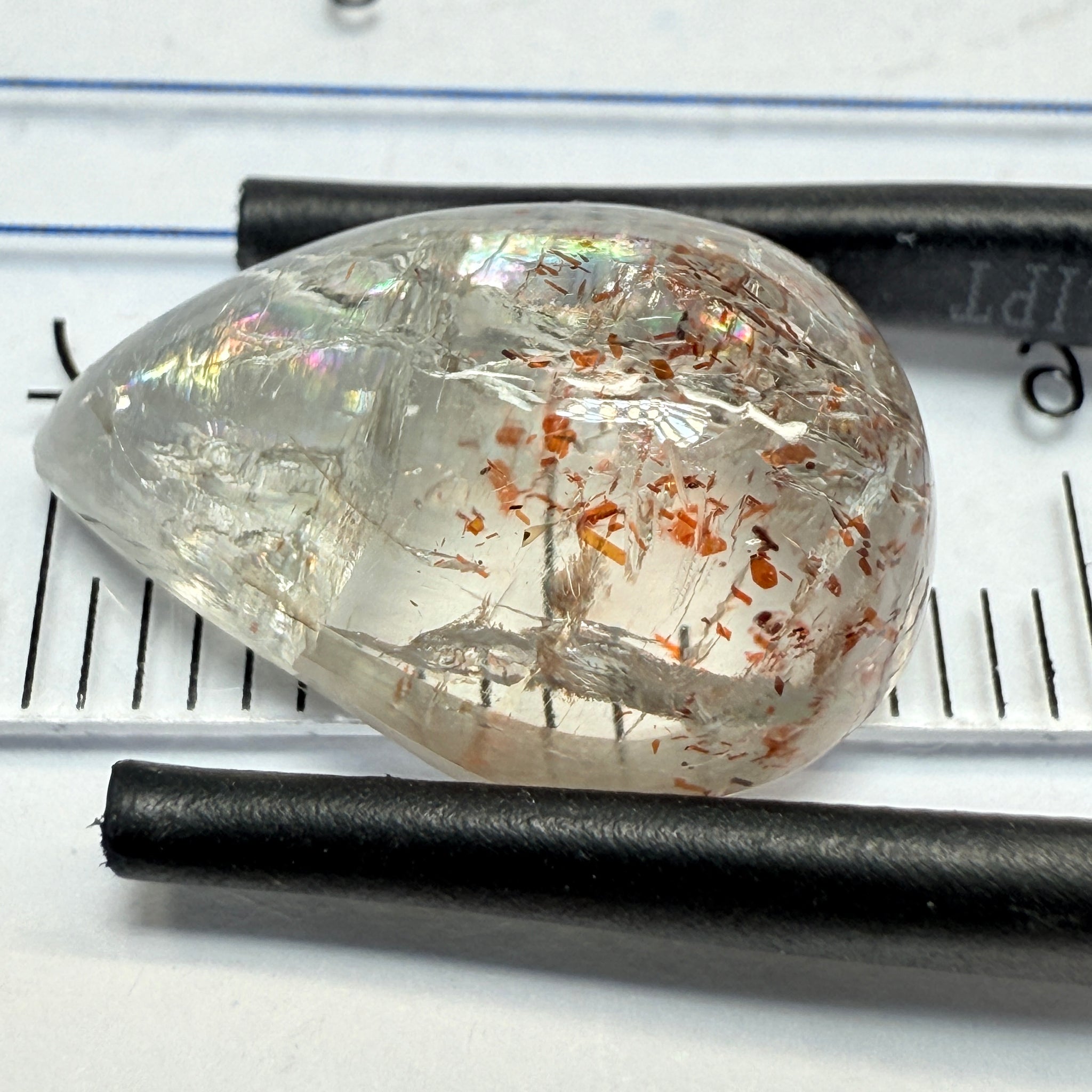 Confetti Sunstone Cabochon, 9.12ct, Tanzania, Untreated Unheated, flat backed
