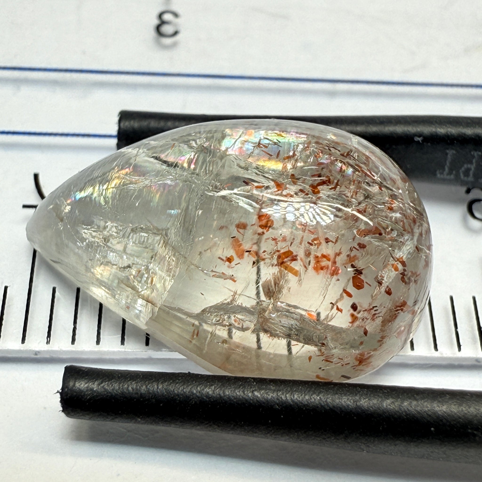 Confetti Sunstone Cabochon, 9.12ct, Tanzania, Untreated Unheated, flat backed