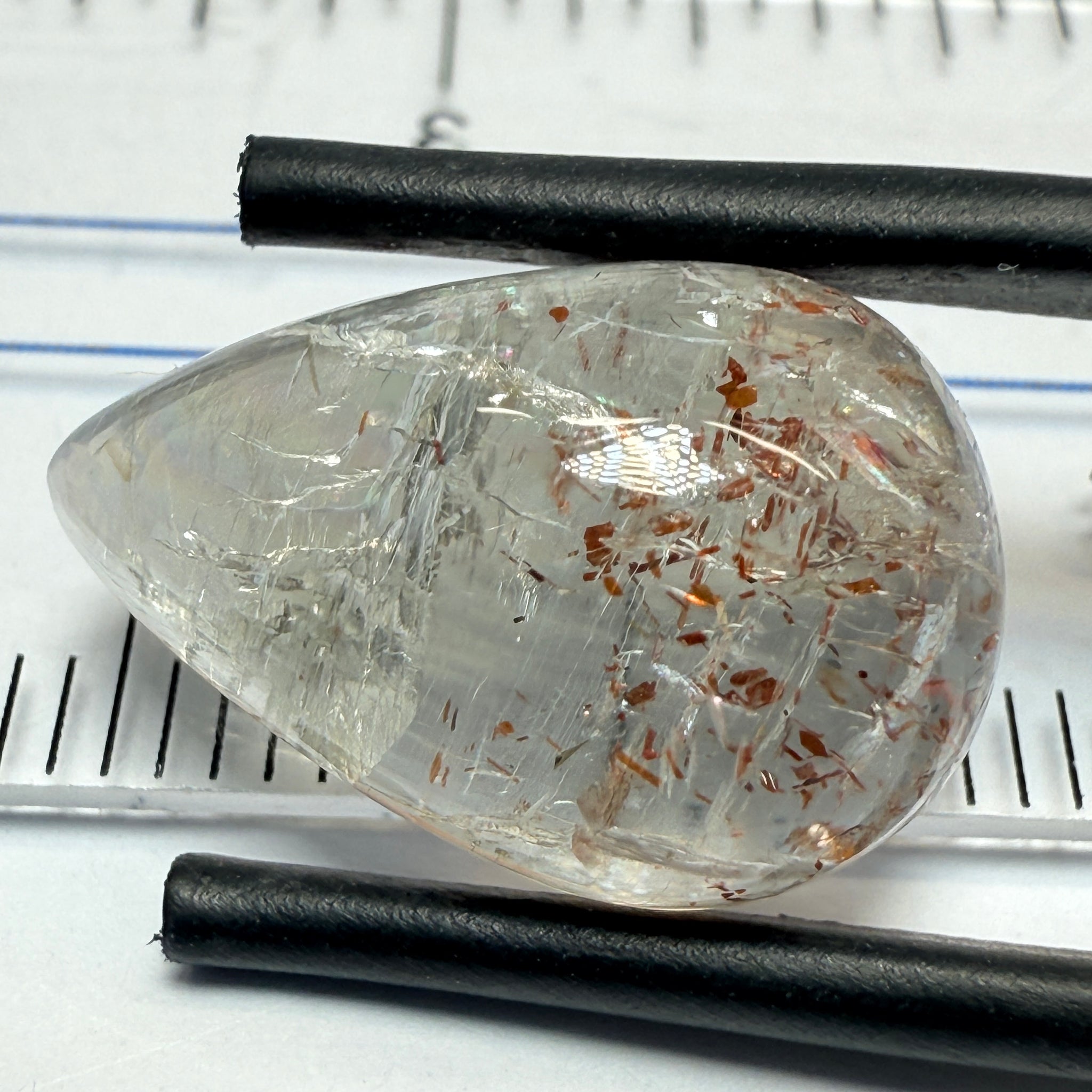 Confetti Sunstone Cabochon, 9.12ct, Tanzania, Untreated Unheated, flat backed