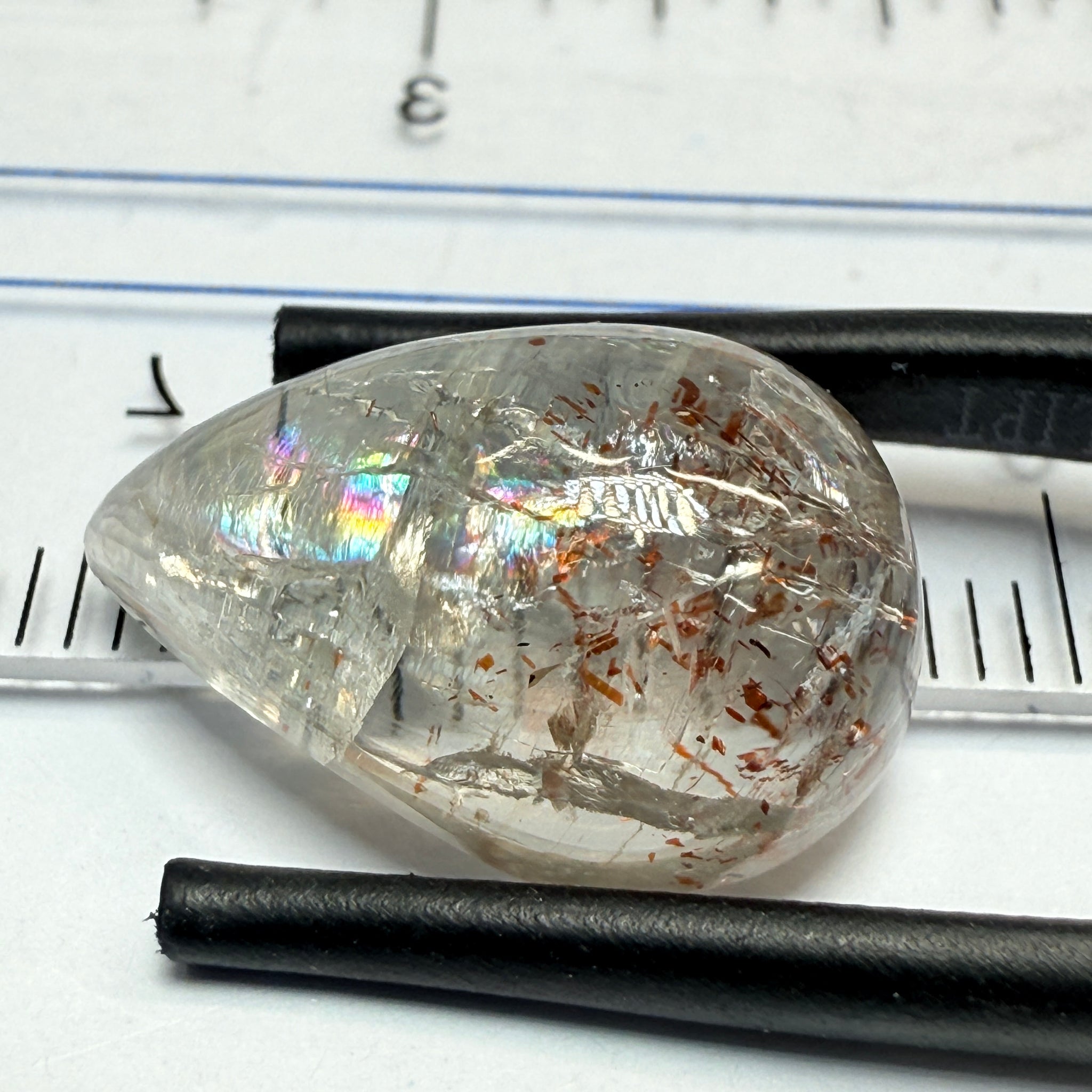 Confetti Sunstone Cabochon, 9.12ct, Tanzania, Untreated Unheated, flat backed