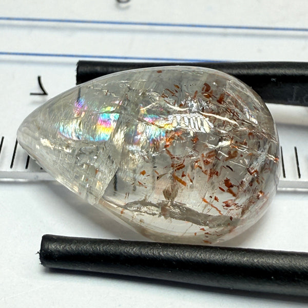 Confetti Sunstone Cabochon, 9.12ct, Tanzania, Untreated Unheated, flat backed