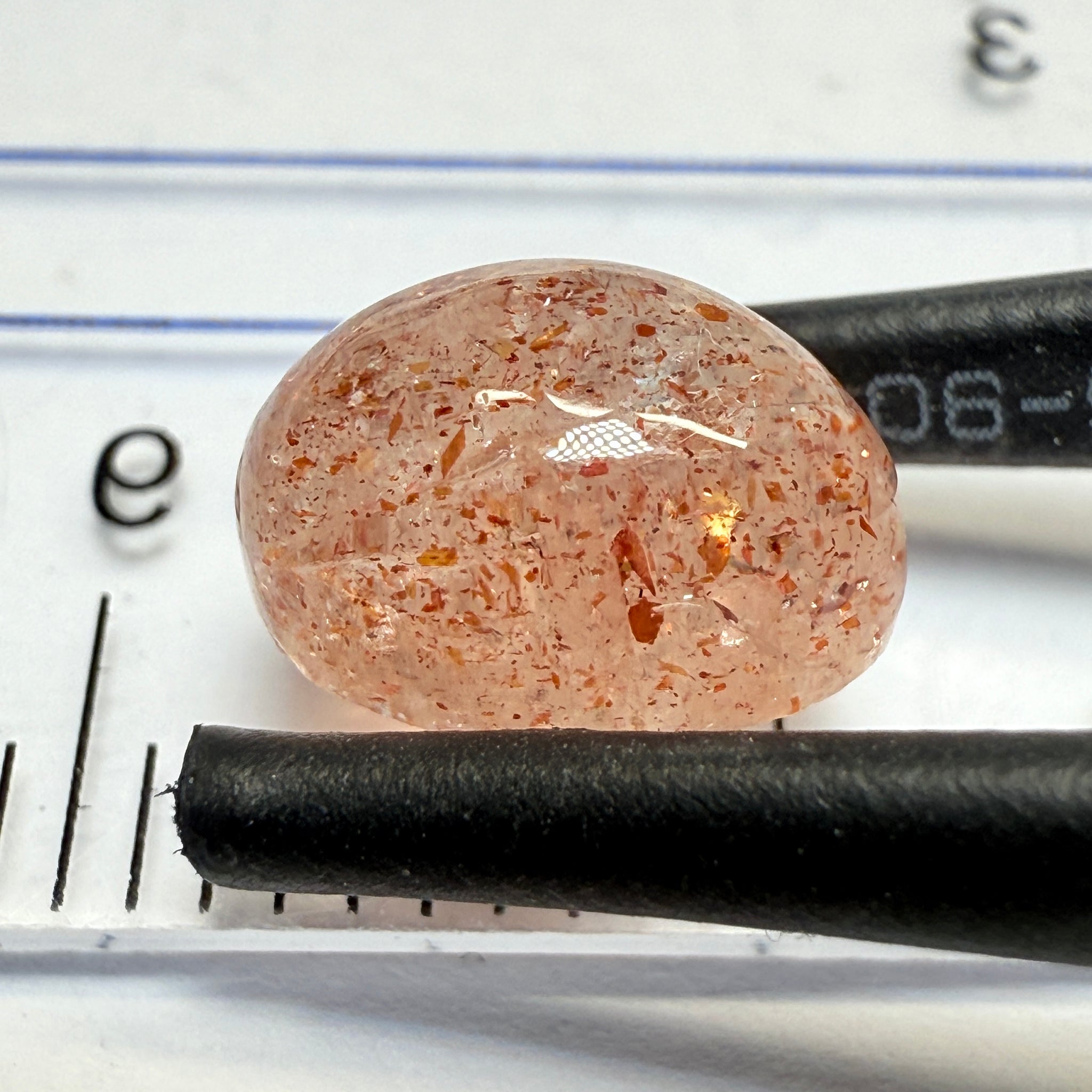 Confetti Sunstone Cabochon, 2.34ct, Tanzania, Untreated Unheated, flat backed