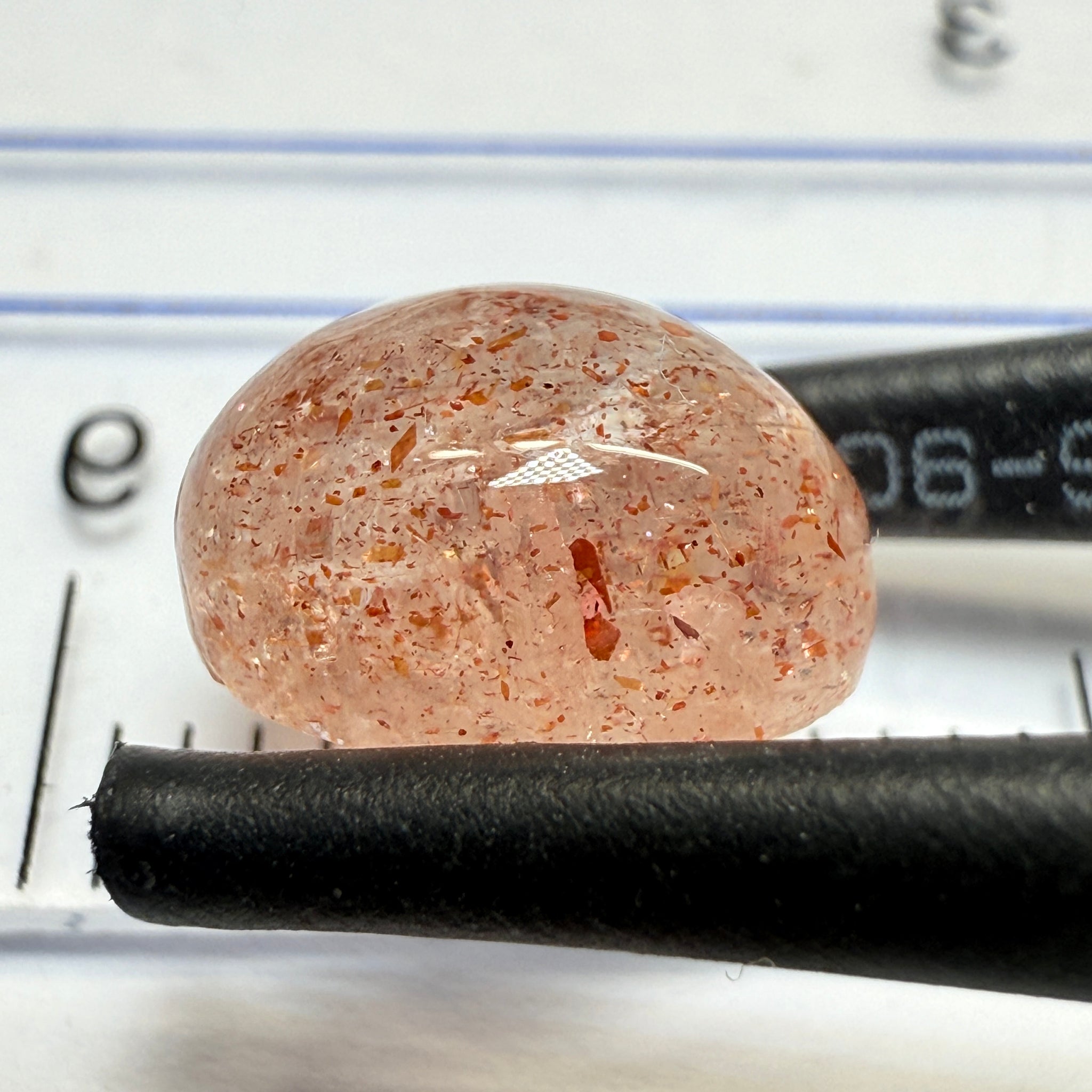 Confetti Sunstone Cabochon, 2.34ct, Tanzania, Untreated Unheated, flat backed