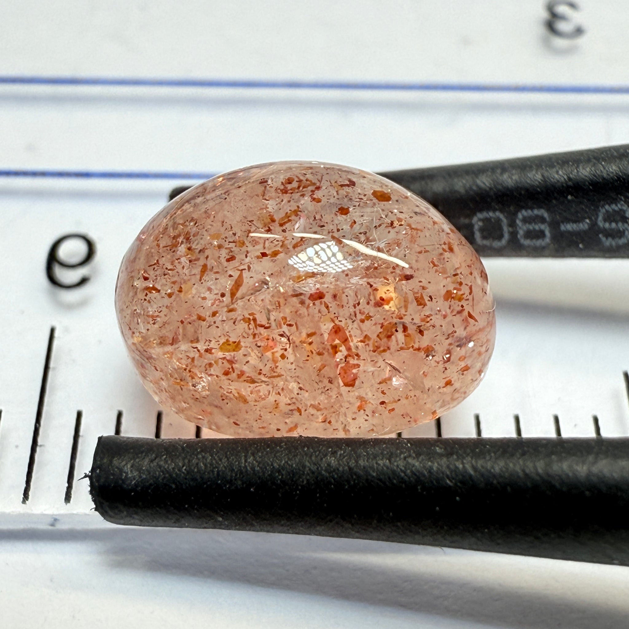 Confetti Sunstone Cabochon, 2.34ct, Tanzania, Untreated Unheated, flat backed