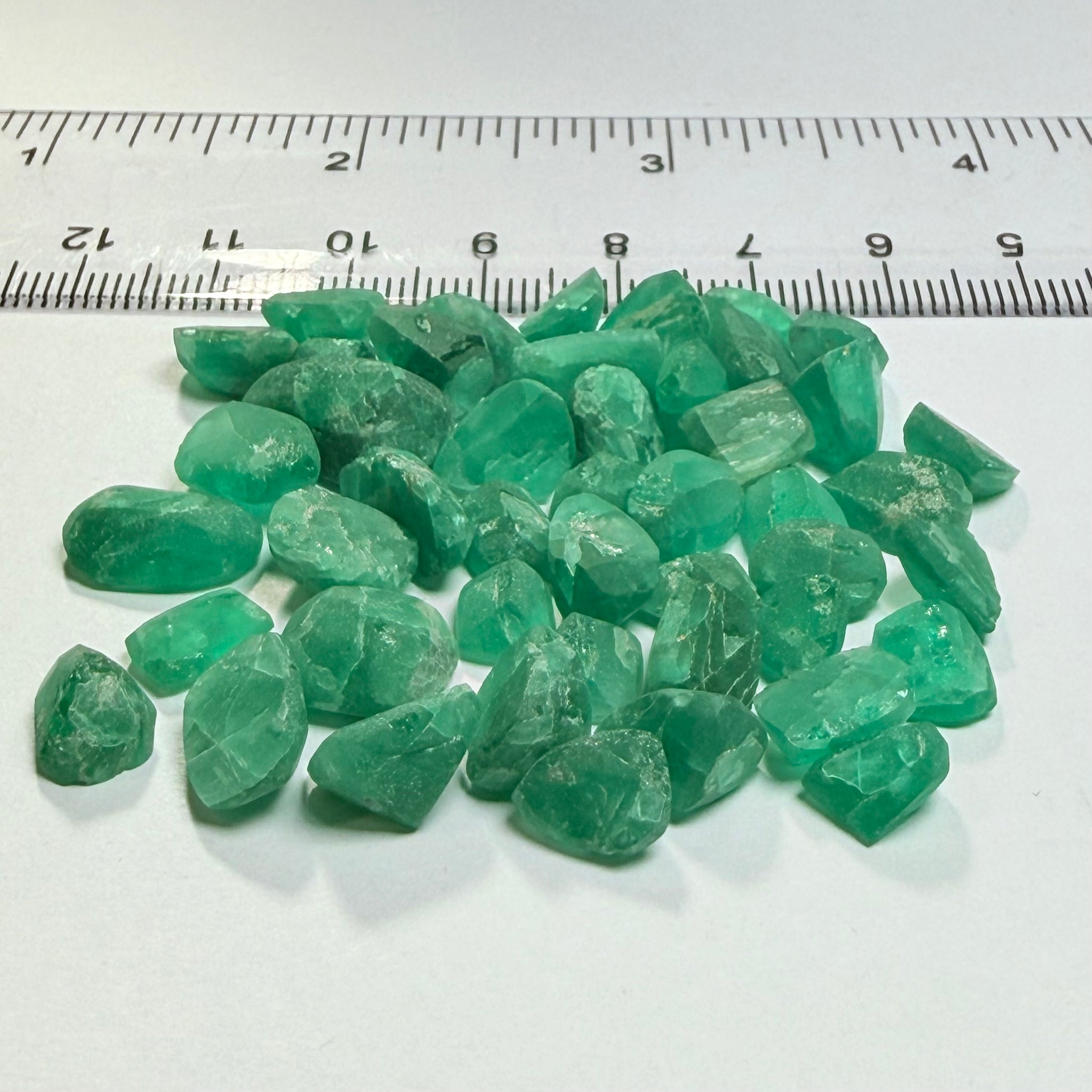 Emerald Preform Lot, 89.28ct, Sumbawanga, Tanzania, Untreated Unheated, no oil, 1.16ct-6.40ct, these are heavily included but a deep saturated colour, with the inclusions probably best to cab, price reflects&nbsp;