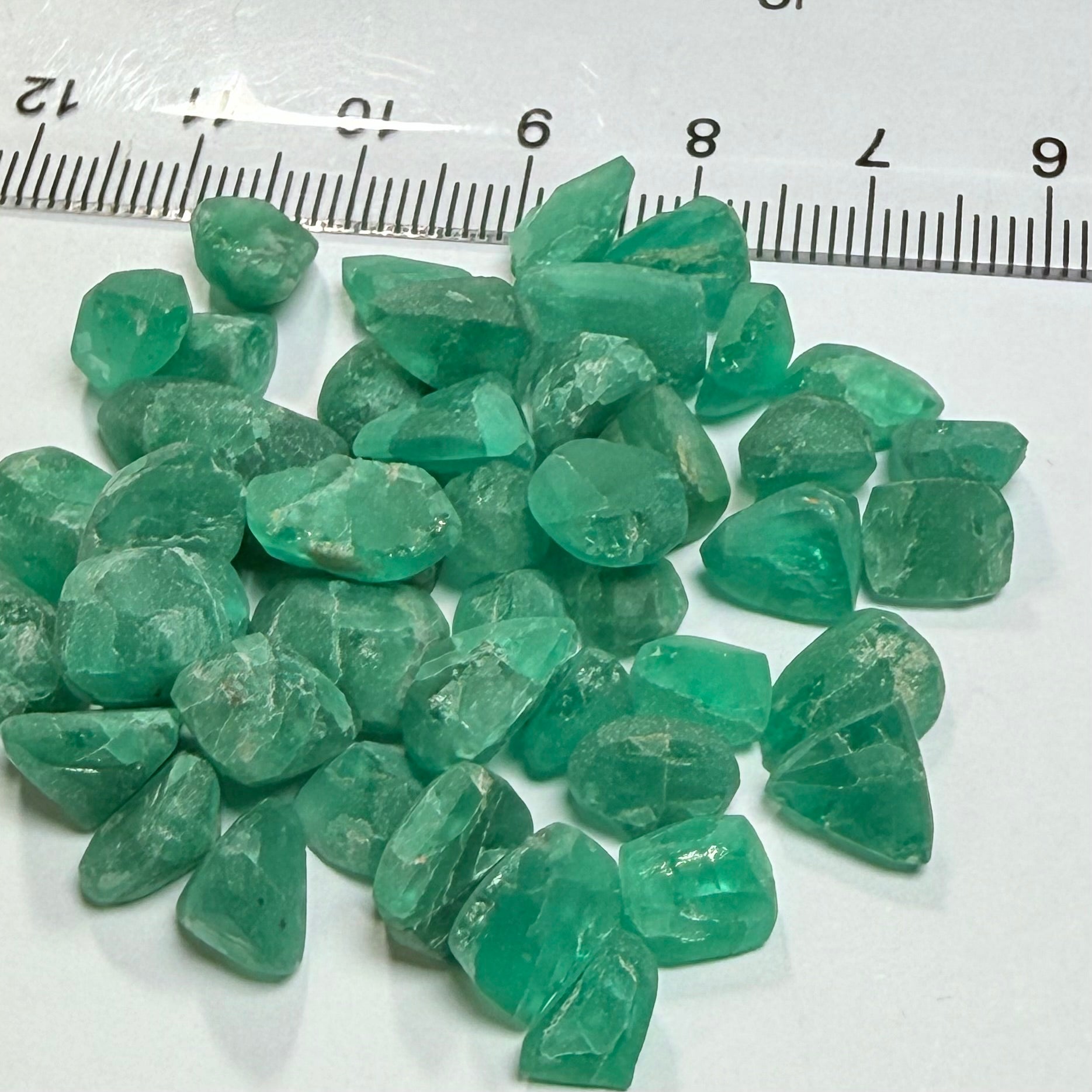 Emerald Preform Lot, 89.28ct, Sumbawanga, Tanzania, Untreated Unheated, no oil, 1.16ct-6.40ct, these are heavily included but a deep saturated colour, with the inclusions probably best to cab, price reflects&nbsp;