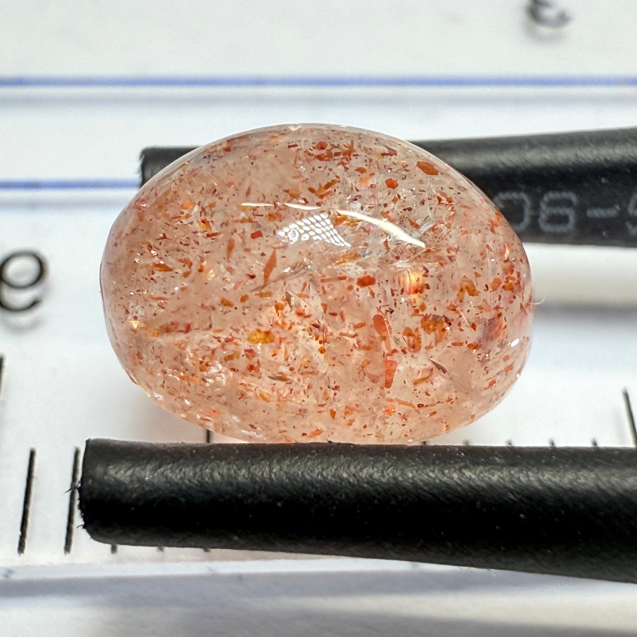 Confetti Sunstone Cabochon, 2.34ct, Tanzania, Untreated Unheated, flat backed