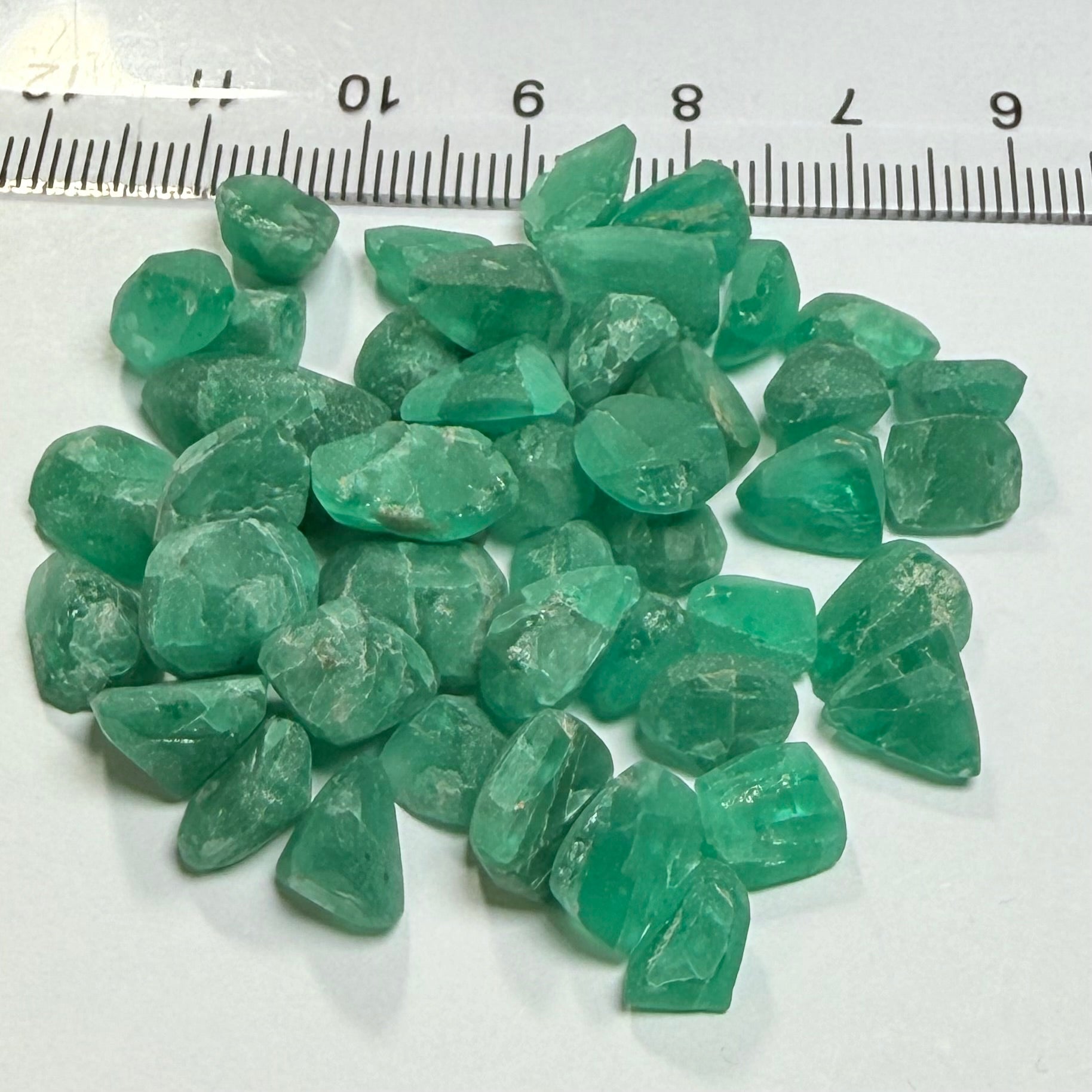 Emerald Preform Lot, 89.28ct, Sumbawanga, Tanzania, Untreated Unheated, no oil, 1.16ct-6.40ct, these are heavily included but a deep saturated colour, with the inclusions probably best to cab, price reflects&nbsp;