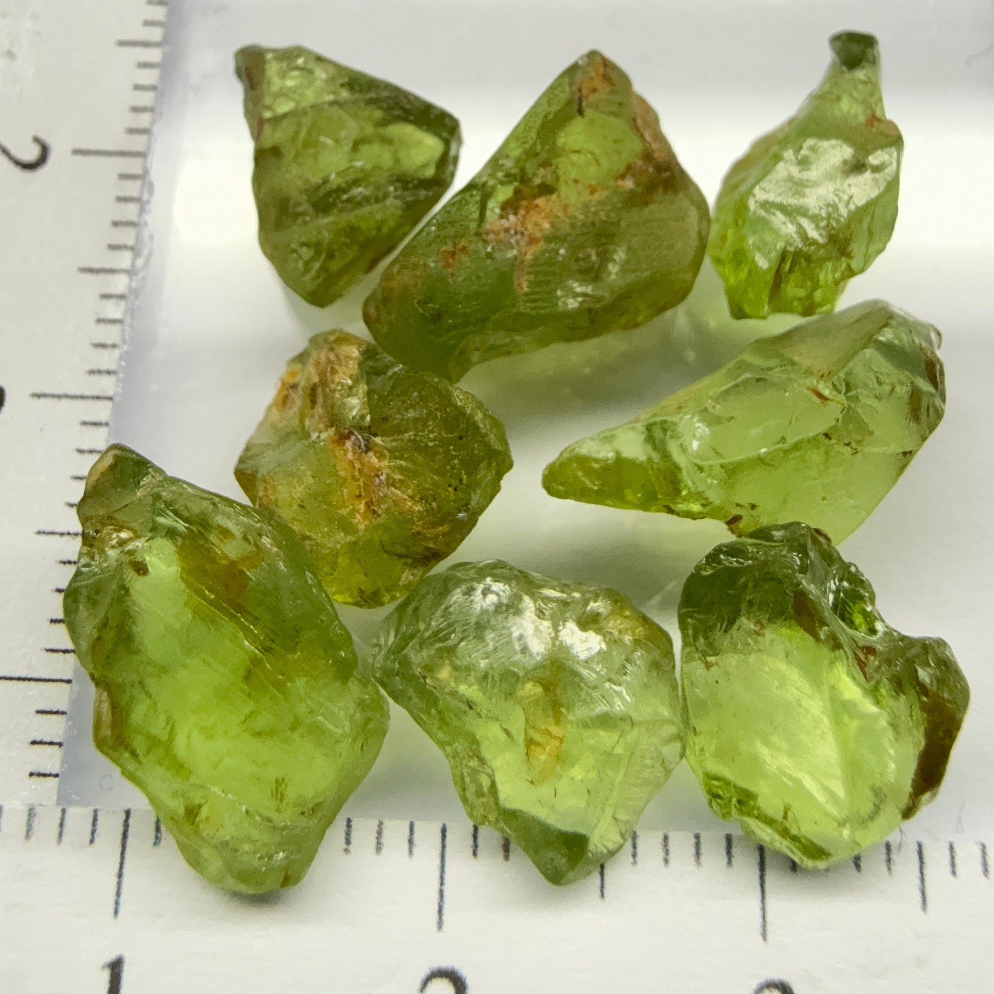 GoGo Peridot Lot, 29.31ct, Mined by the Wa GoGo tribe in Tanzania, Untreated Unheated, Bright Apple Green, 2.92ct-5.49ct, 8pcs, VS-VVS-IF