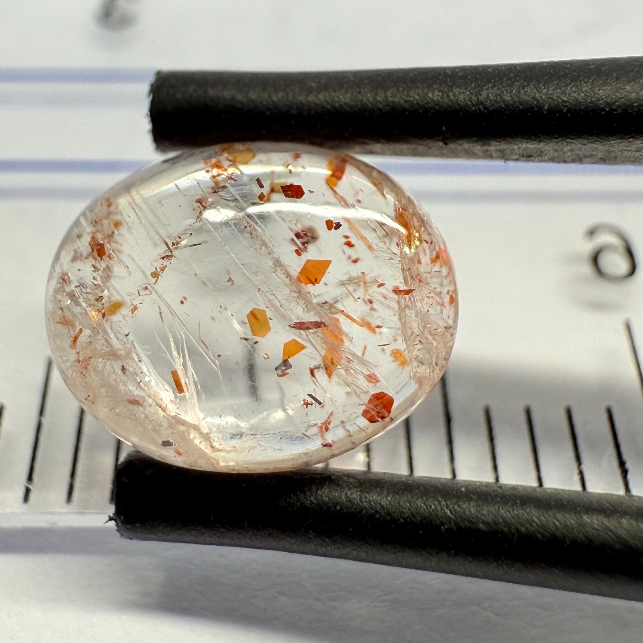 Confetti Sunstone Cabochon, 2.06ct, Tanzania, Untreated Unheated, flat backed