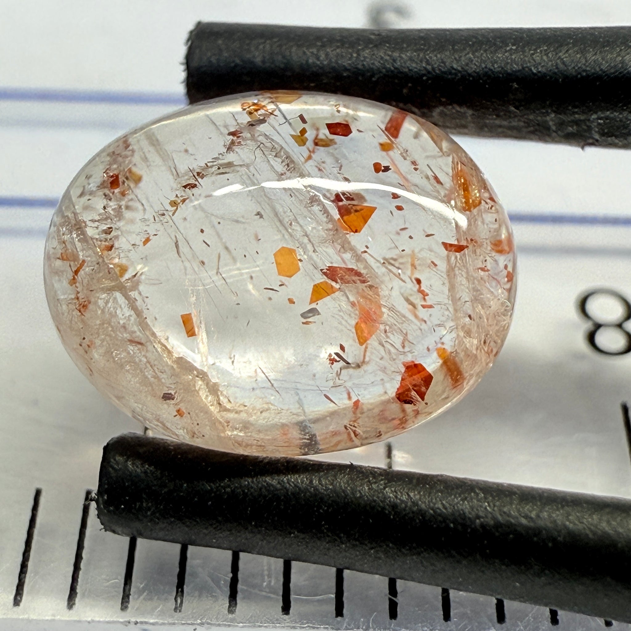Confetti Sunstone Cabochon, 2.06ct, Tanzania, Untreated Unheated, flat backed