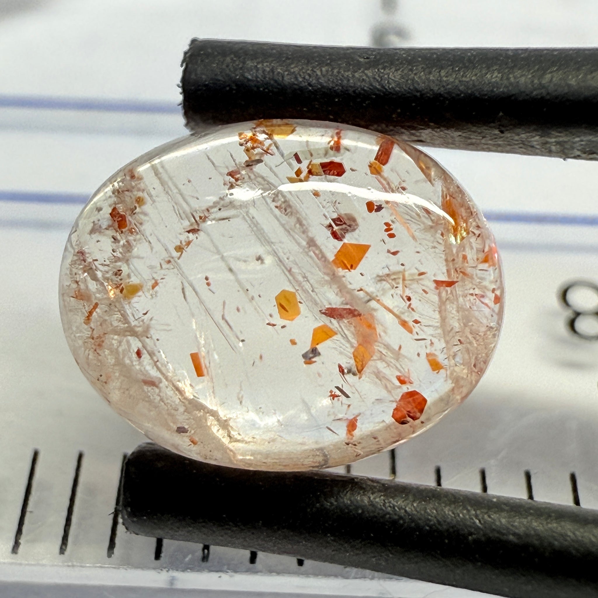 Confetti Sunstone Cabochon, 2.06ct, Tanzania, Untreated Unheated, flat backed