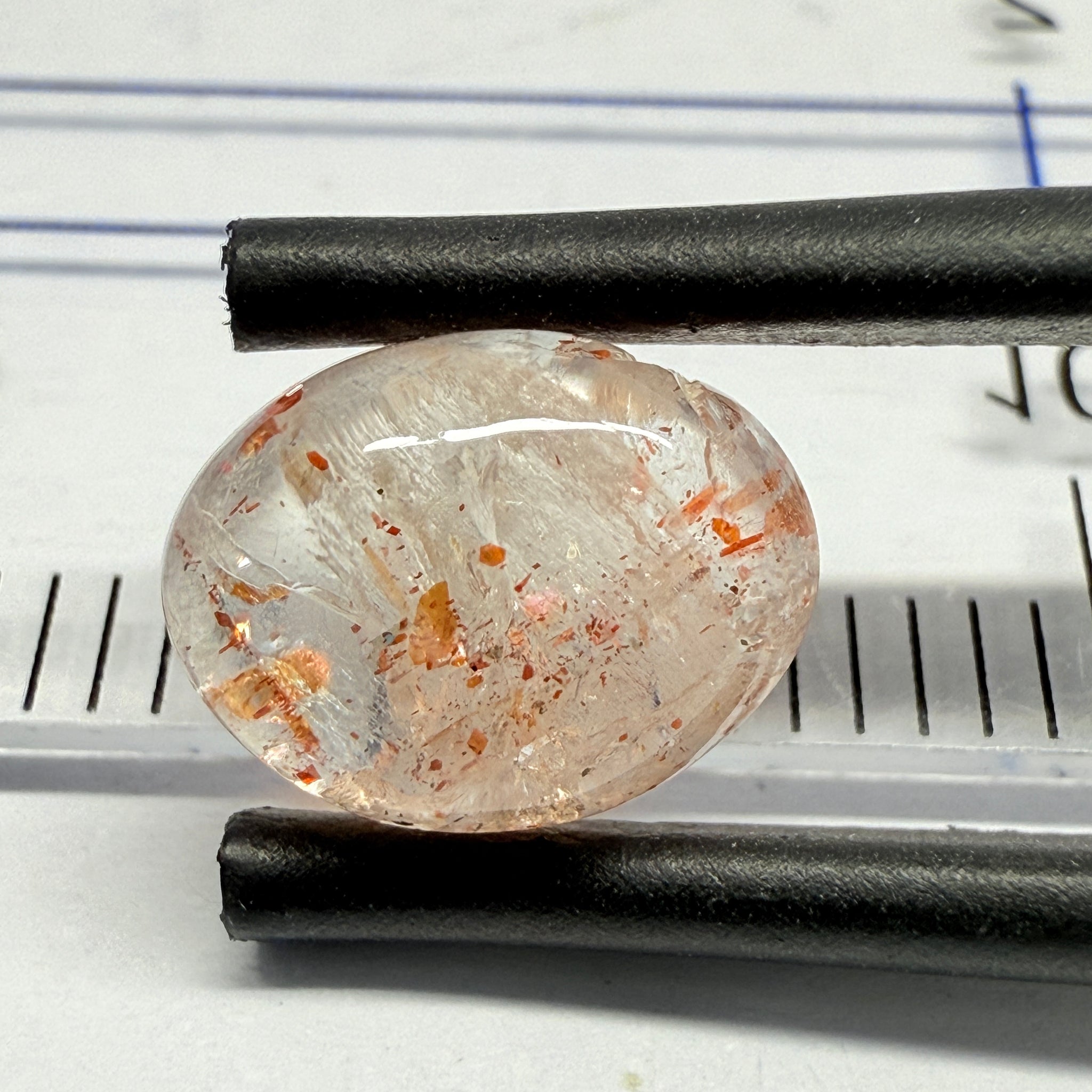 Confetti Sunstone Cabochon, 2.51ct, Tanzania, Untreated Unheated, flat backed