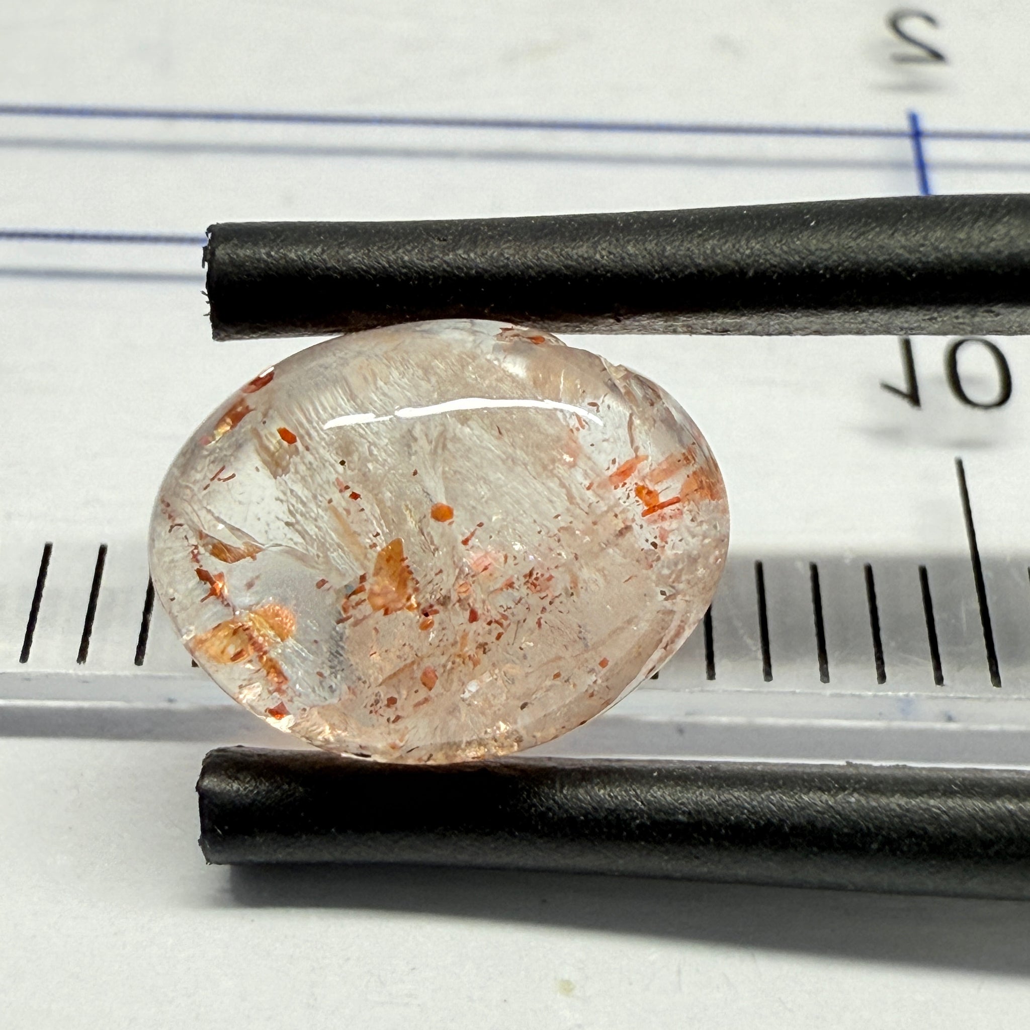 Confetti Sunstone Cabochon, 2.51ct, Tanzania, Untreated Unheated, flat backed